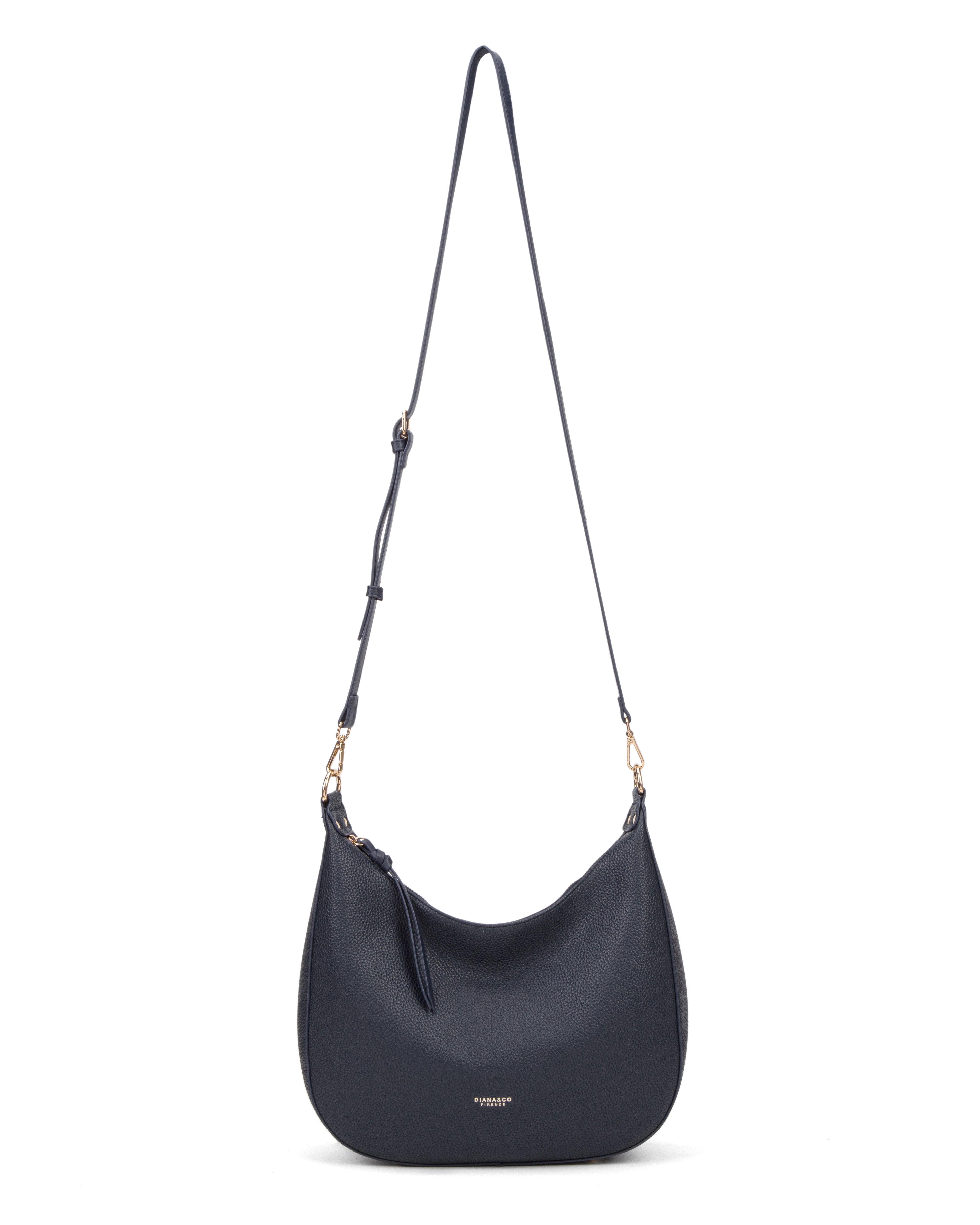 Borsa a spalla da donna 100% pelle vegana PU 715-1PT-NAVYBLUE Diana&co