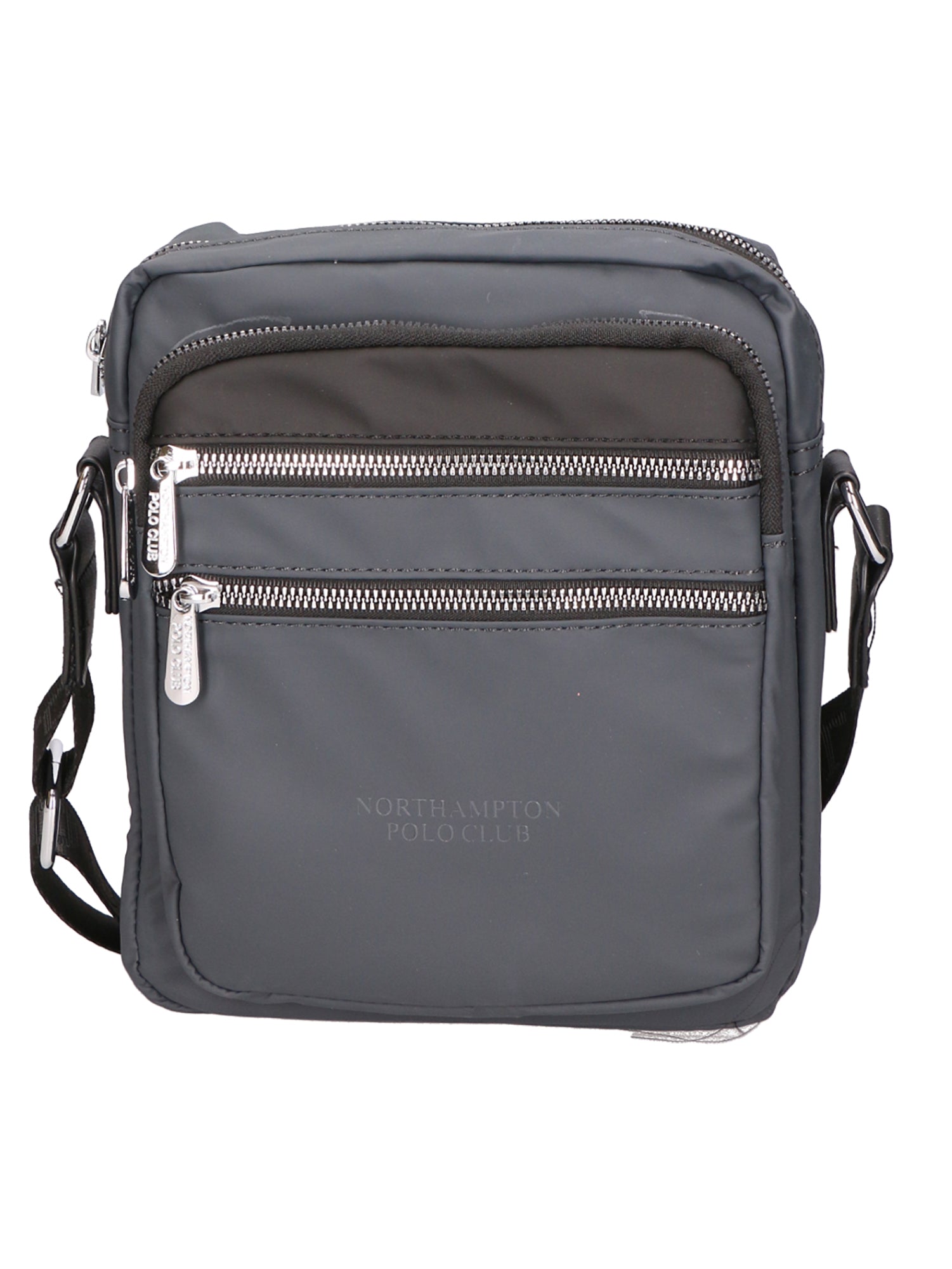 Borsa a tracolla uomo 100% pelle PU PCL3020-GREY+BLACK Northampton Polo Club
