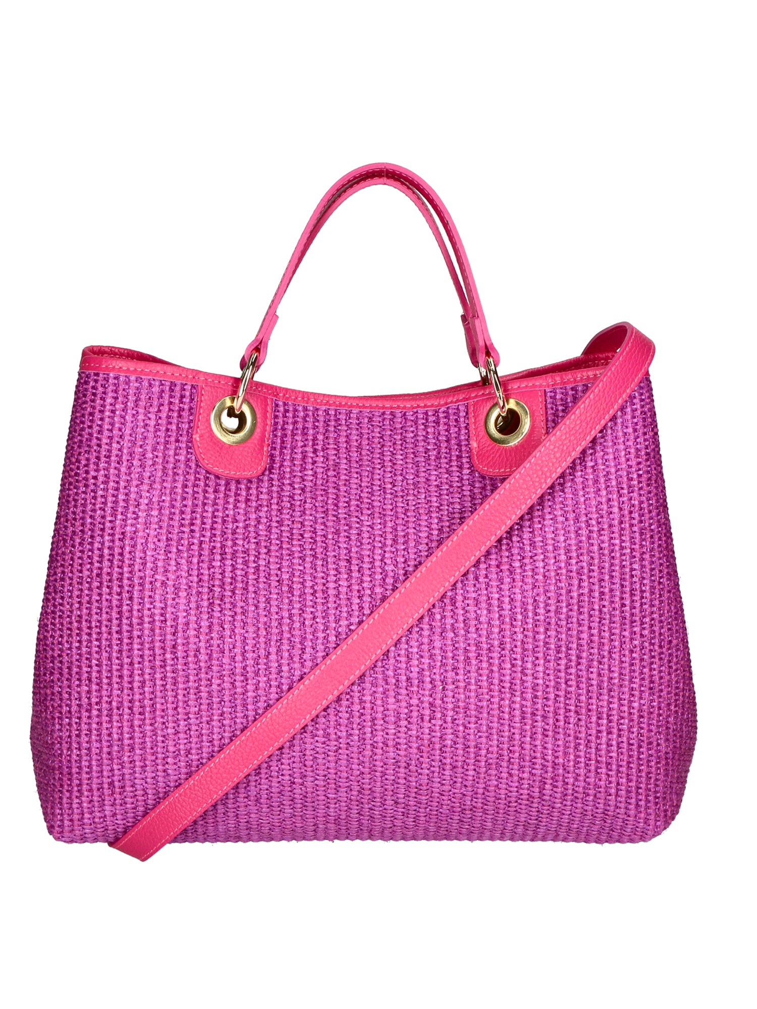 Amanda Borsa a mano da donna Vera pelle e paglia 05168-436 D02 FUXIA Gave Lux