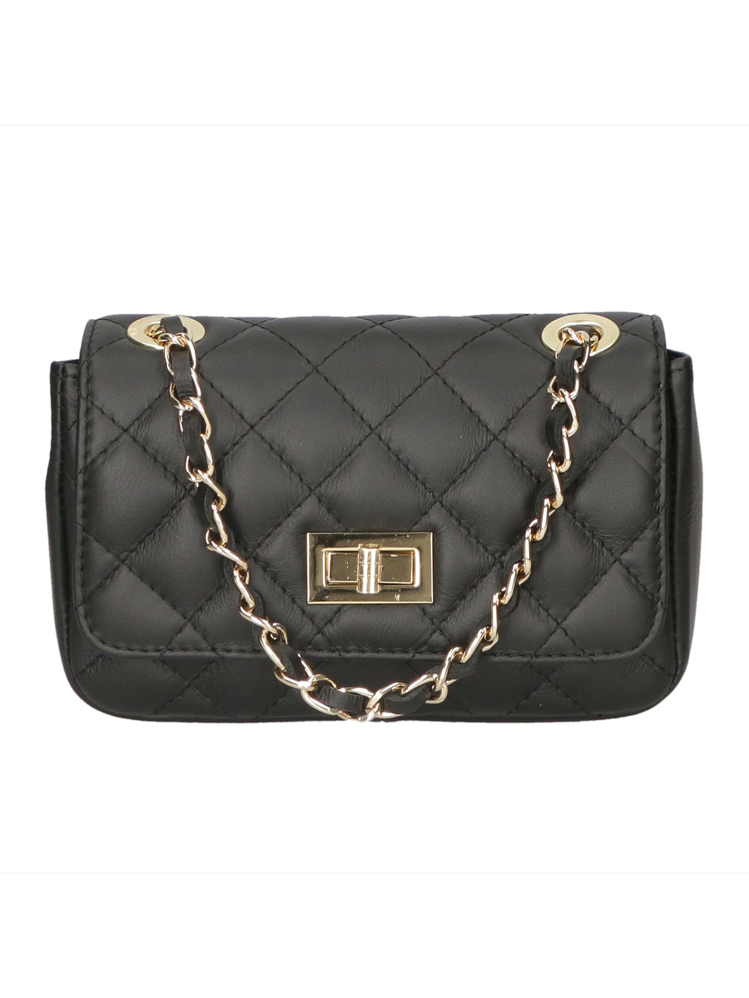 Carolina Borsa a spalla da donna Vera pelle 1073-NERO BLACK Gave Lux
