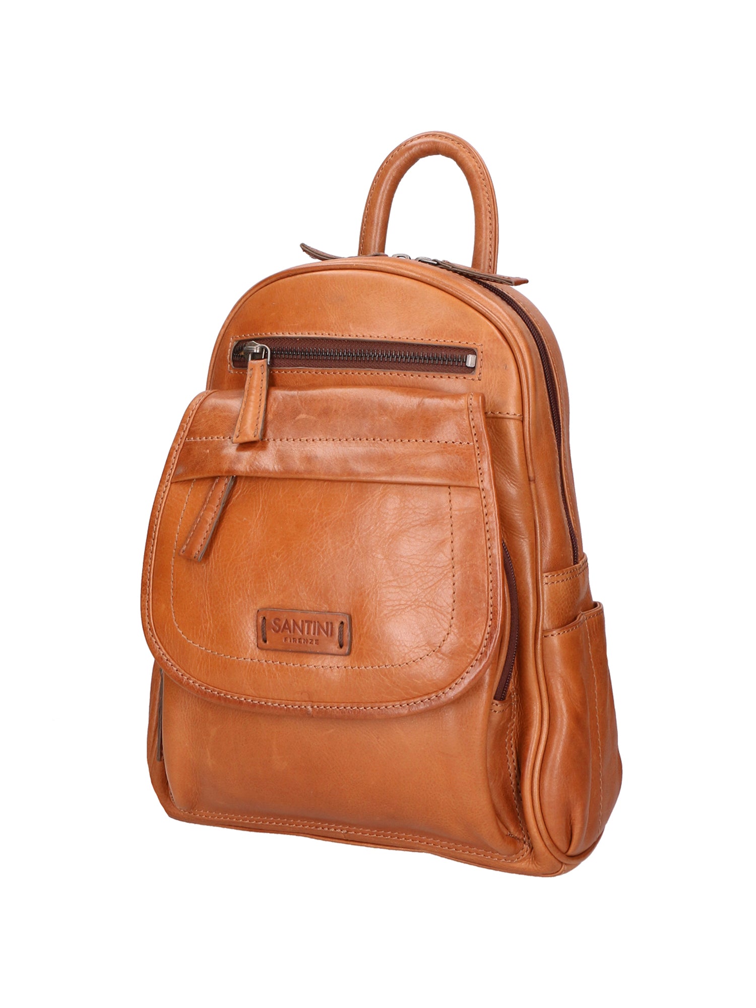SN5862447-TAN Zaino unisex in vera pelle Made in Italy Santini Firenze