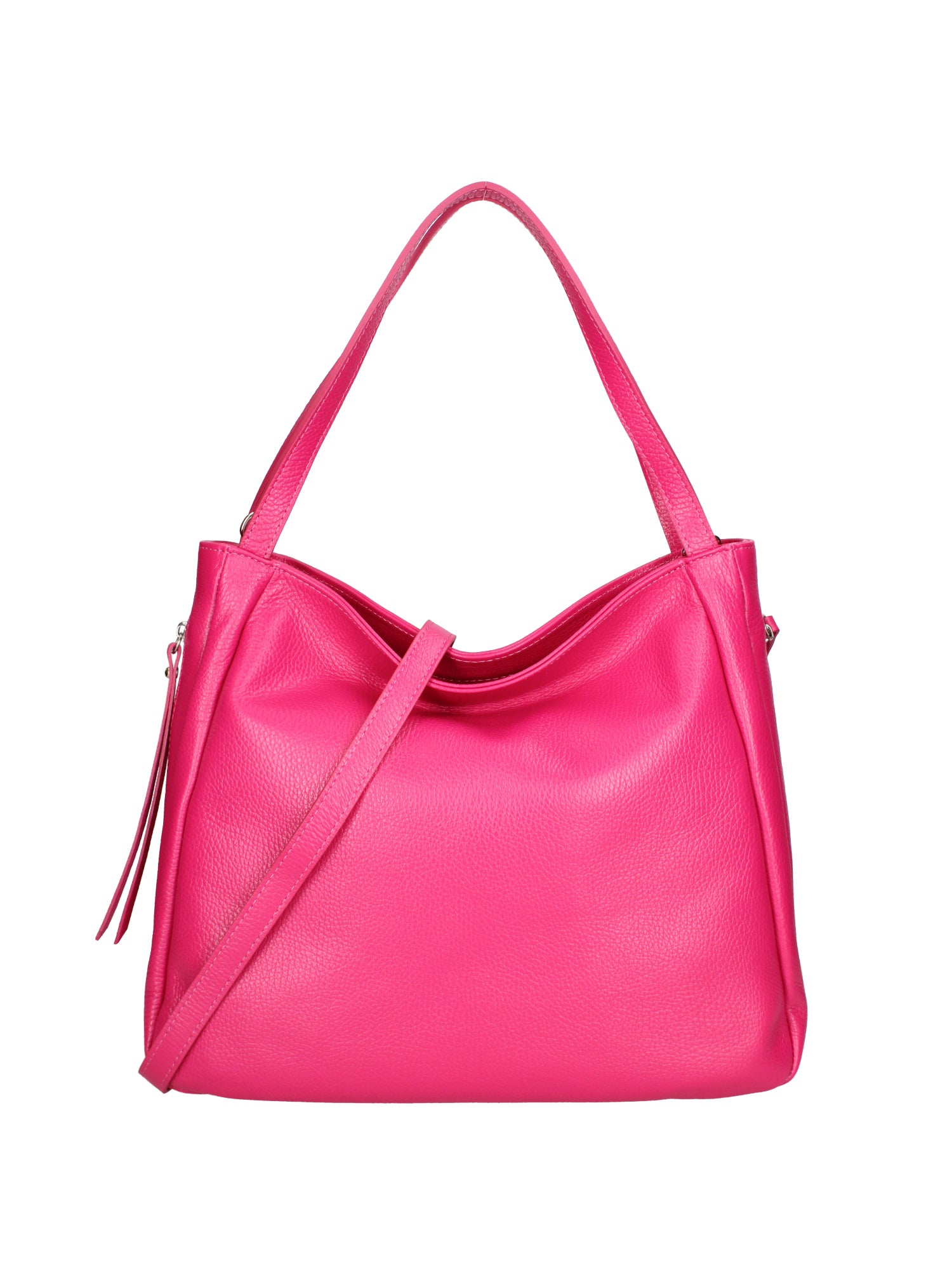 Borsa a spalla da donna Misto pelle e tessuto 07155-D02 FUXIA Roberta Rossi