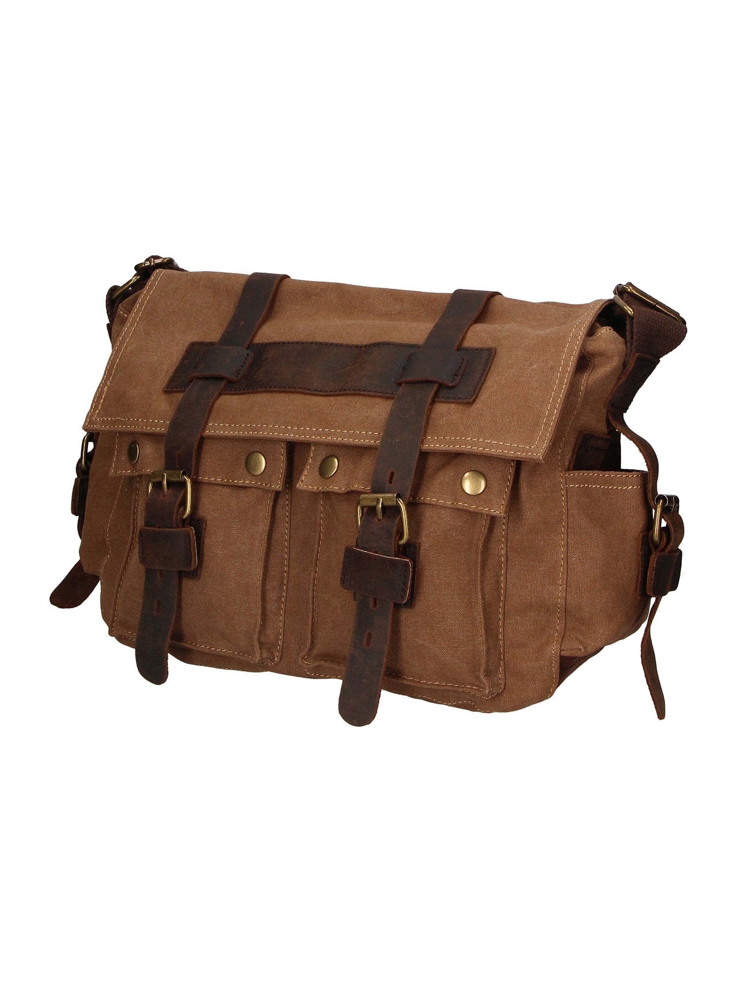 Melania Borsa a spalla unisex Canvas e vera pelle ZG3016-FANGO TAUPE Gave Lux