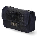 Camilla Borsa a tracolla da donna Pelle scamosciata croco 10029-BLEU Gave Lux