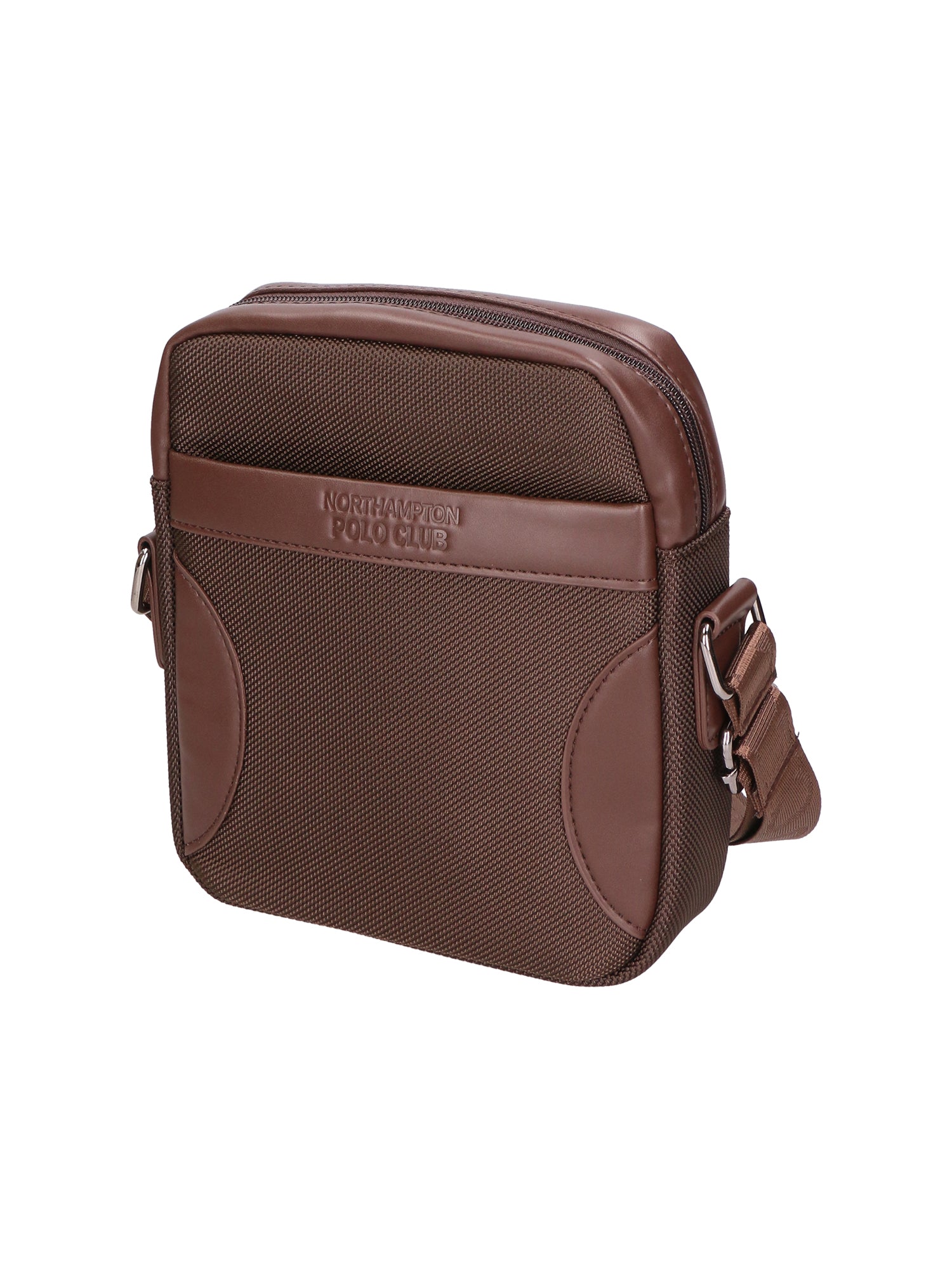 Borsa a tracolla uomo Pelle vegana e nylon PCL3062-COFFEE Northampton Polo Club