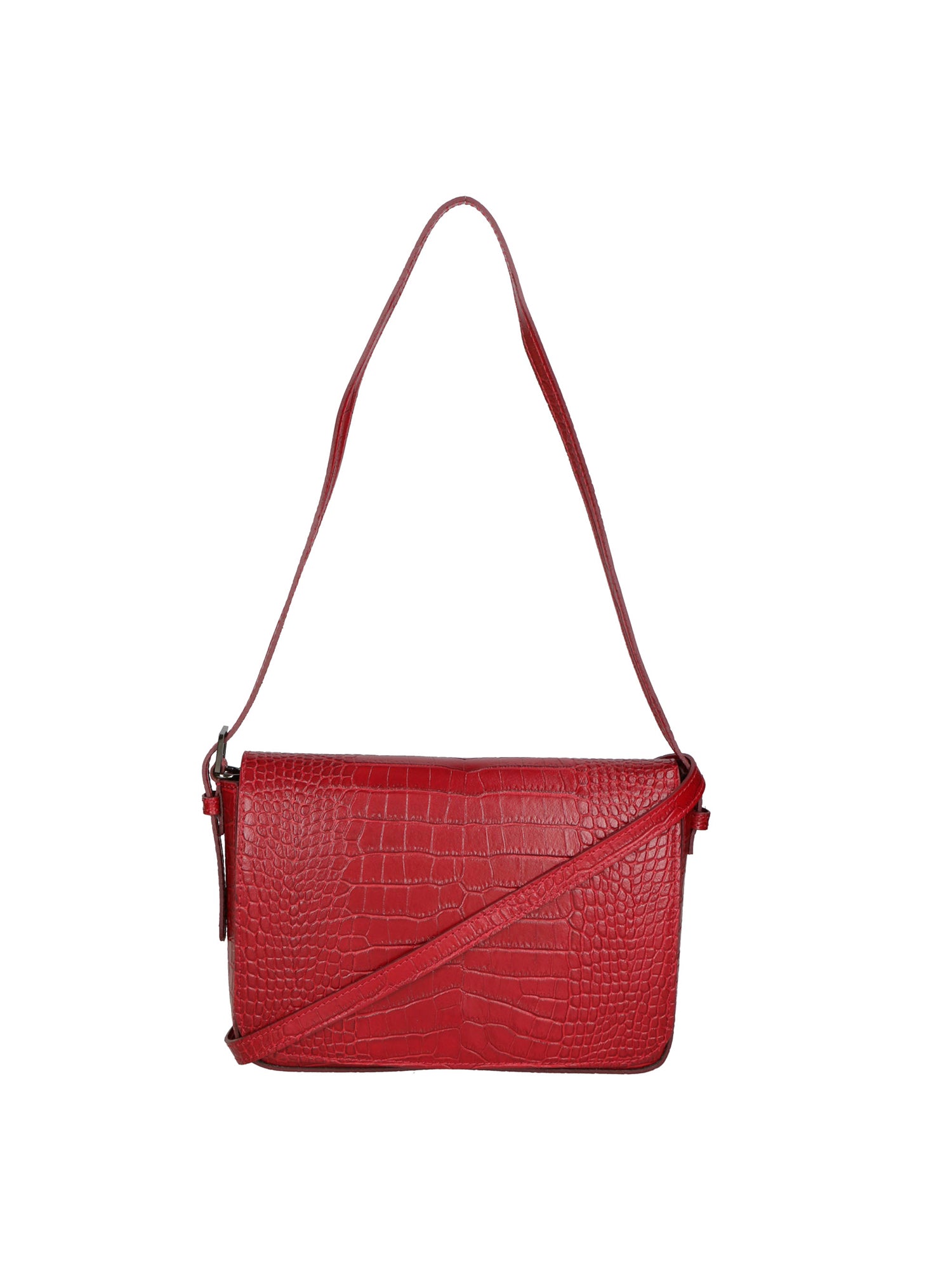 Azzurra Borsa a spalla da donna Vera pelle croco 05699-C10 ROSSO SCURO Gave Lux