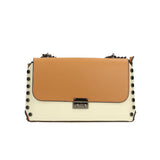 Vera pelle 8641-BEIGE+CUOIO Borsa a tracolla da donna Evanthe Pro Gave Lux