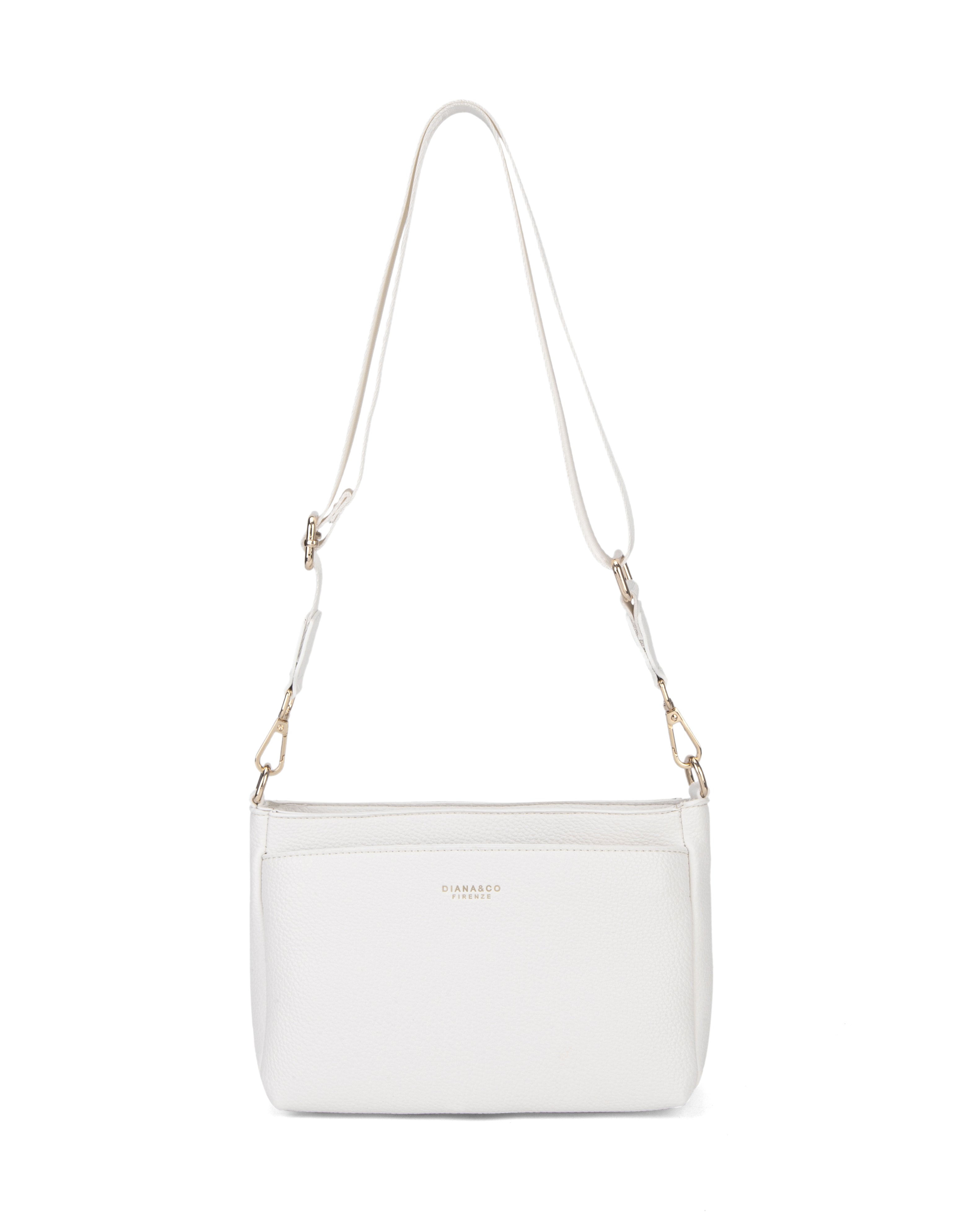 Borsa a spalla da donna 100% pelle vegana PU 703-1PT-WHITE Diana&co