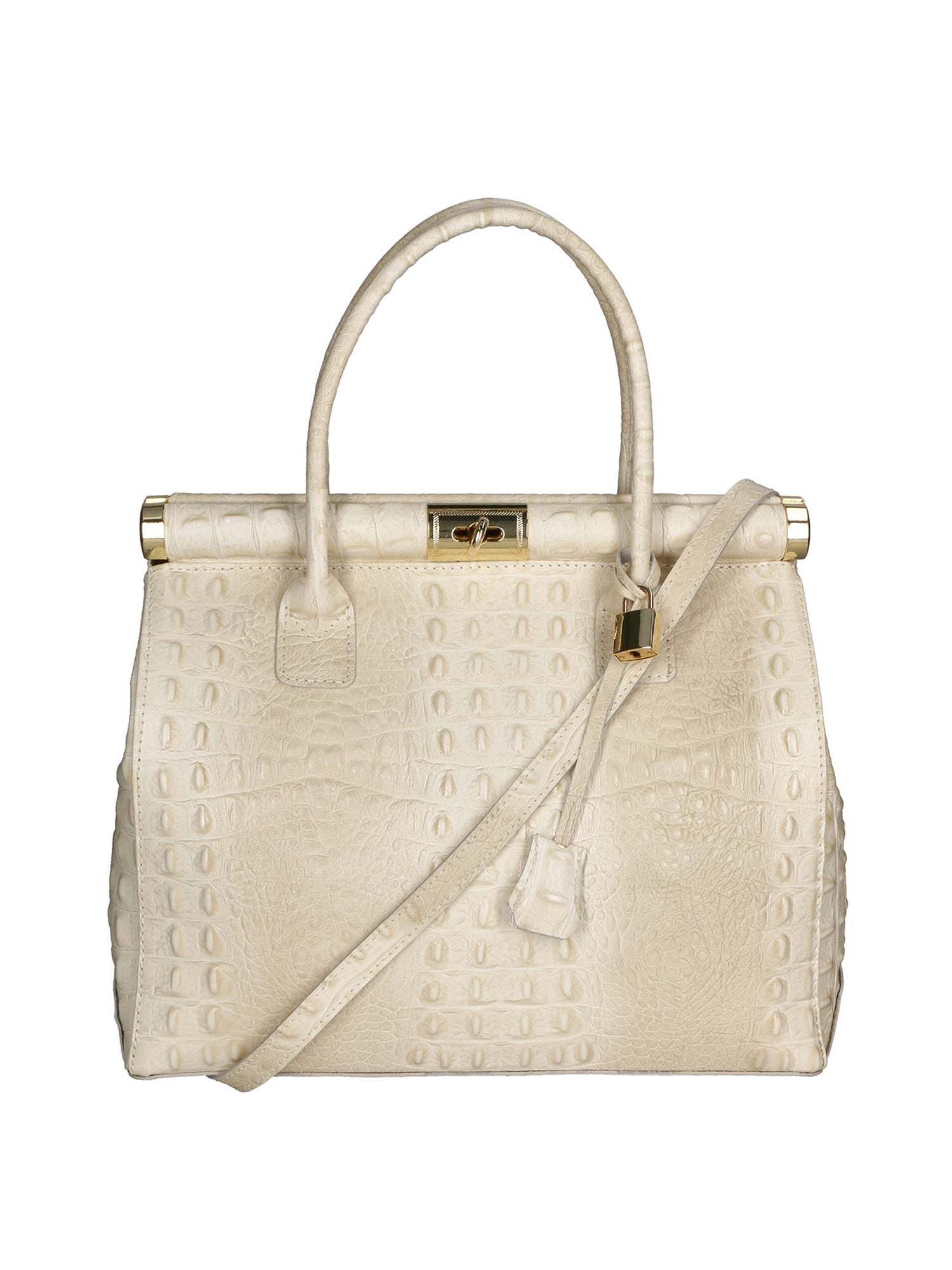 Deborah Borsa a mano da donna Pelle Croco Stampata 7727-C37 BEIGE BEIGE Gave Lux