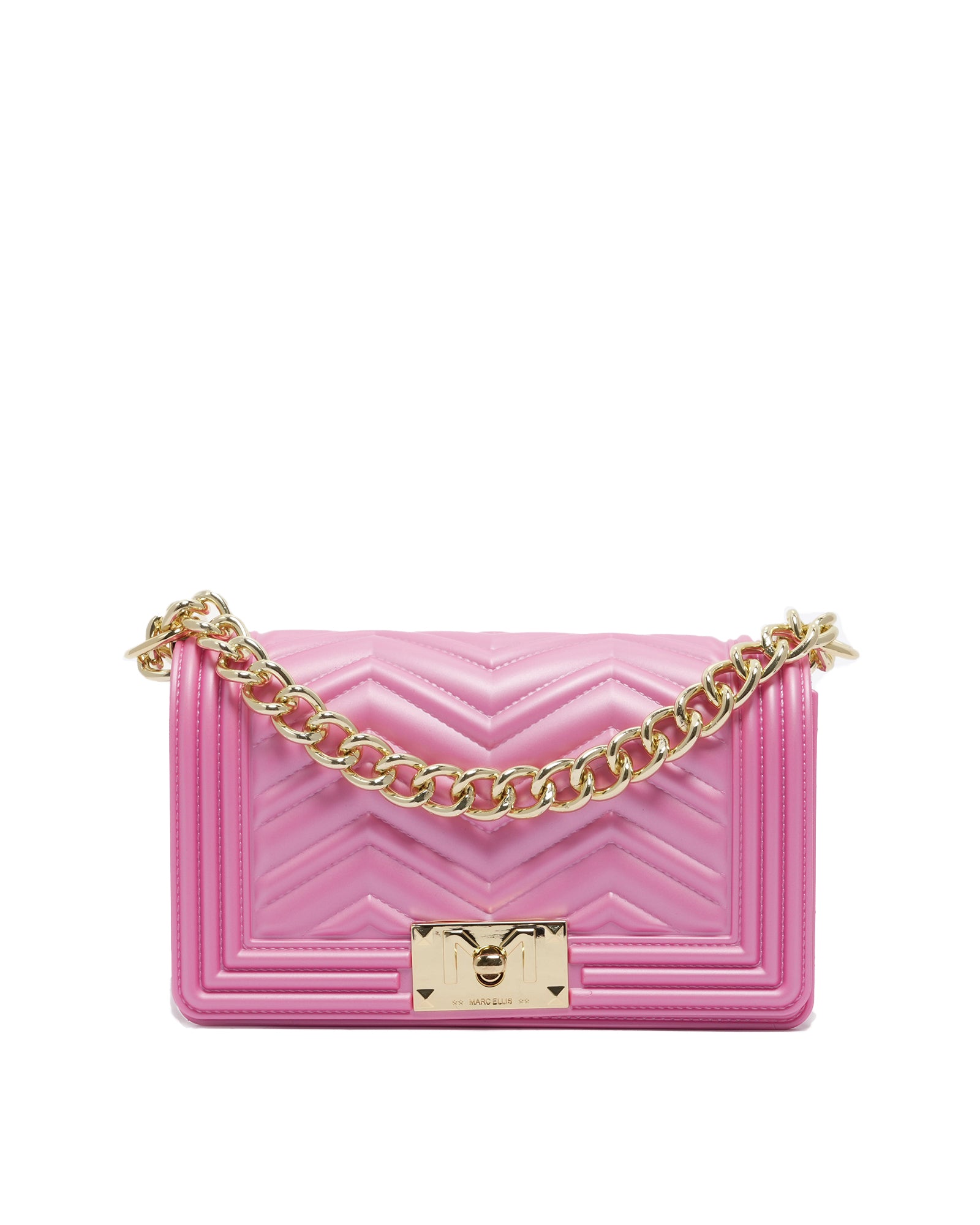 Borsa a mano da donna 100% PVC FLAT S MANHATTAN-AURORA + LIGHT GOLD Marc Ellis