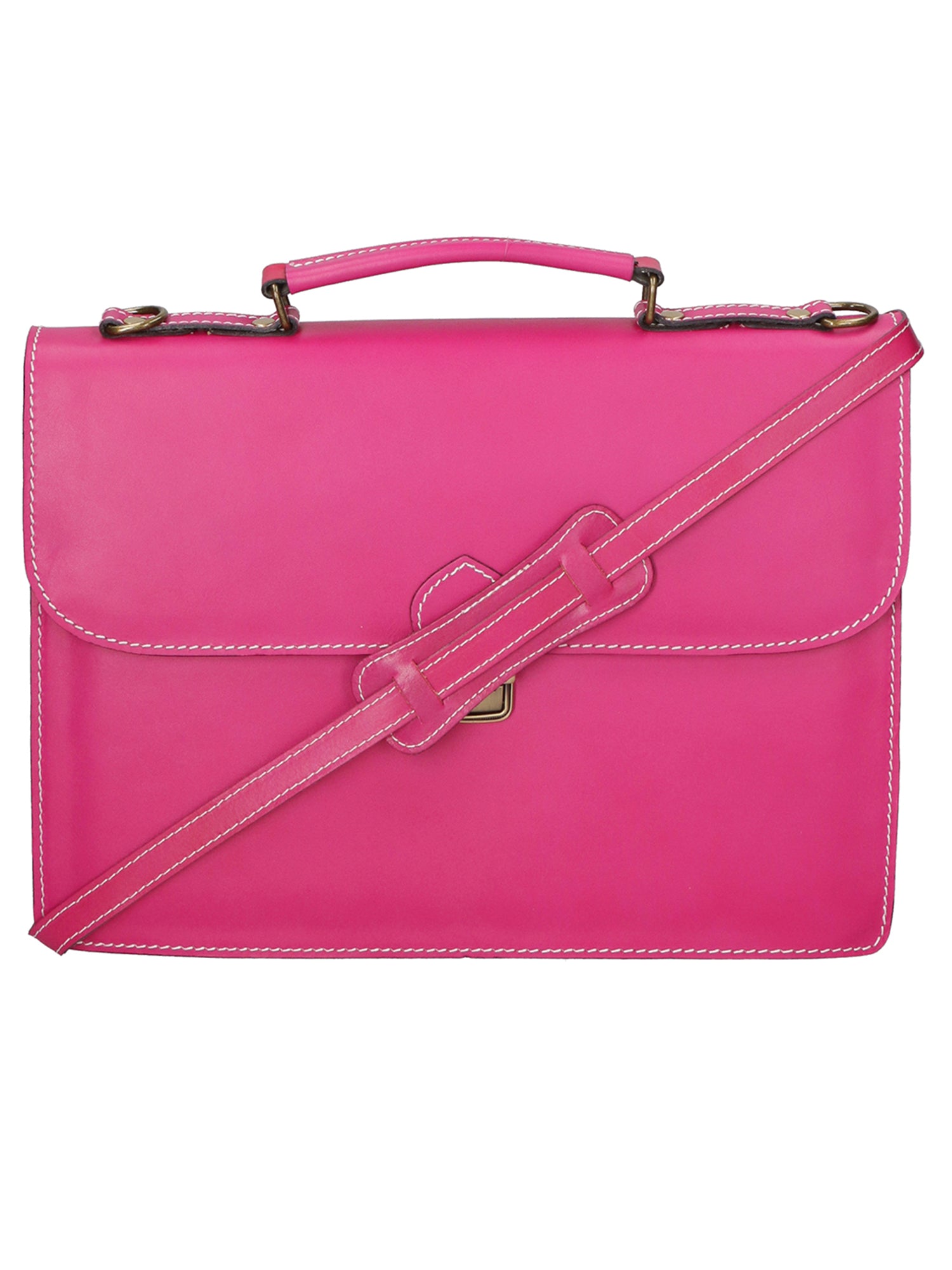 Dafne Borsa da lavoro unisex Vera pelle 7004-FUXIA Gave Lux