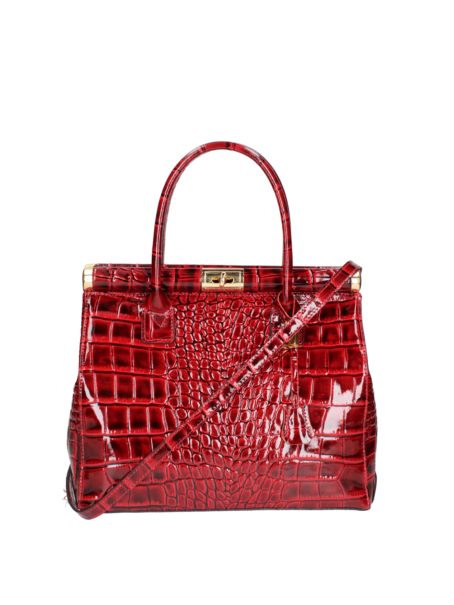 Delfina Borsa a mano da donna Vera pelle 7742-C10 ROSSO SCURO Gave Lux