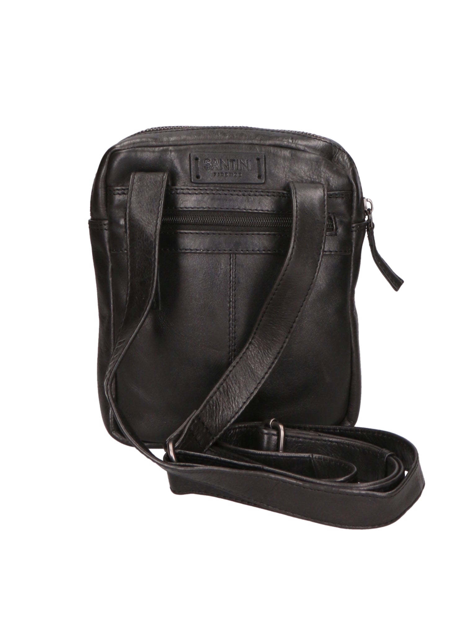 Borsa a tracolla unisex vera pelle 100% pelle di vacchetta SN5861347-BLACK Santini Firenze