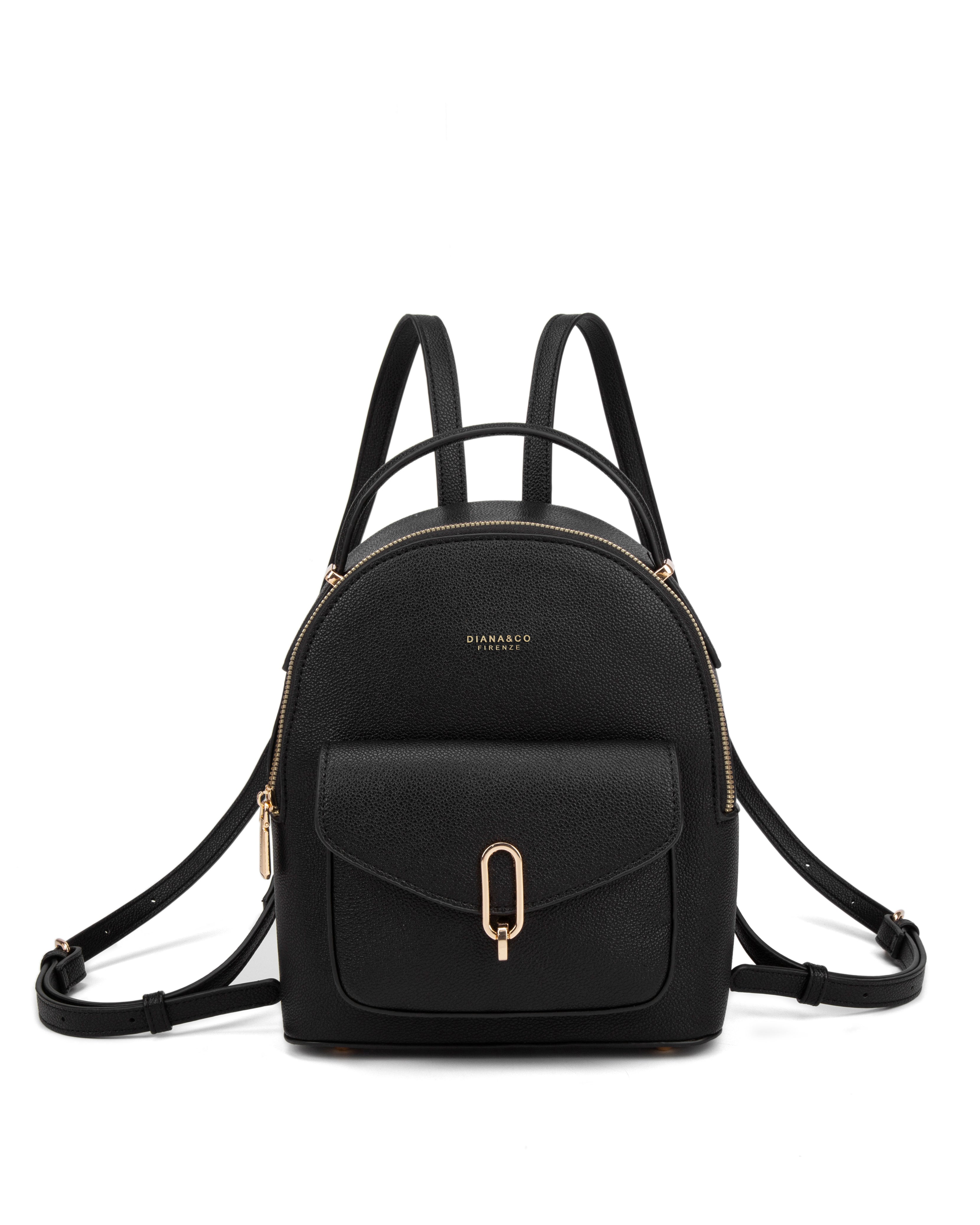 Zaino da donna in pelle vegana Casual 712-3PT-BLACK Diana&co