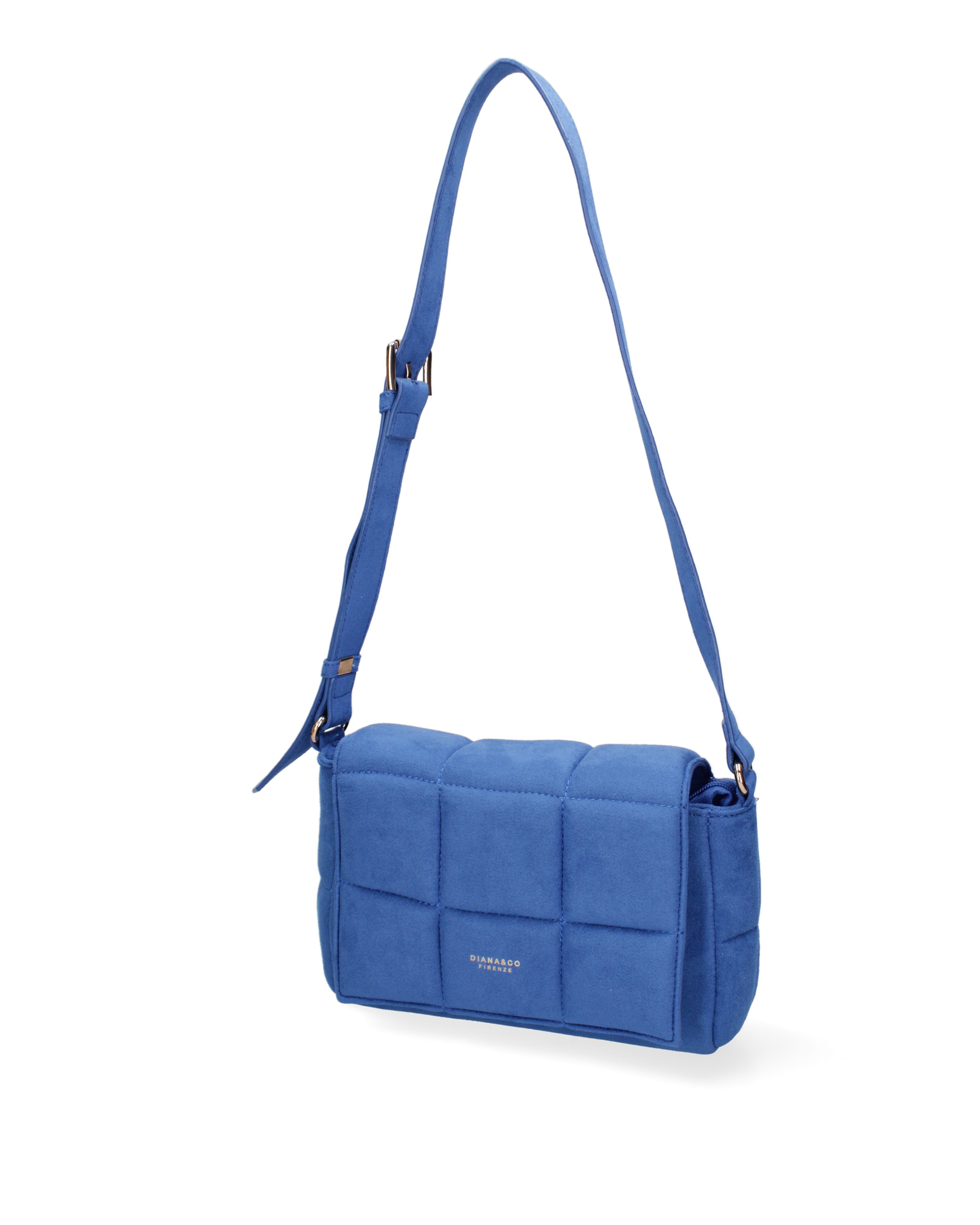 Borsa a spalla da donna Ecopelle DC3323-1-BLUE Diana&co