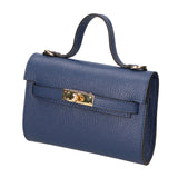 Uma Borsa a mano da donna Vera pelle 06525-D24 BLU JEANS Gave Lux