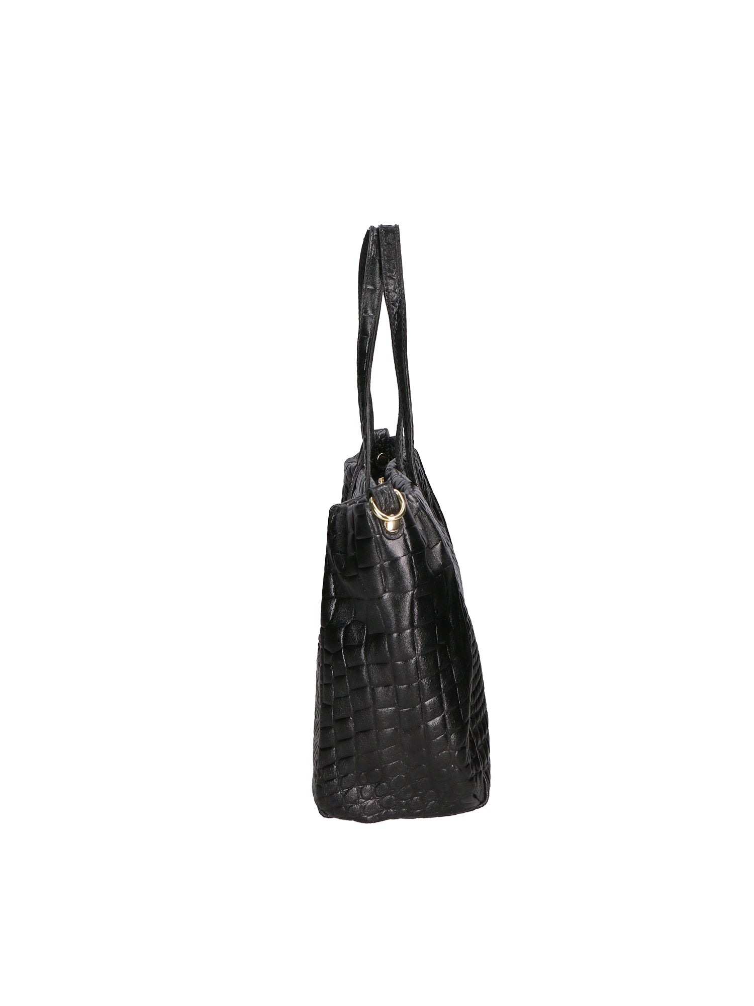 Lorella Borsa a spalla da donna Vera pelle croco 06499-019 NERO Gave Lux