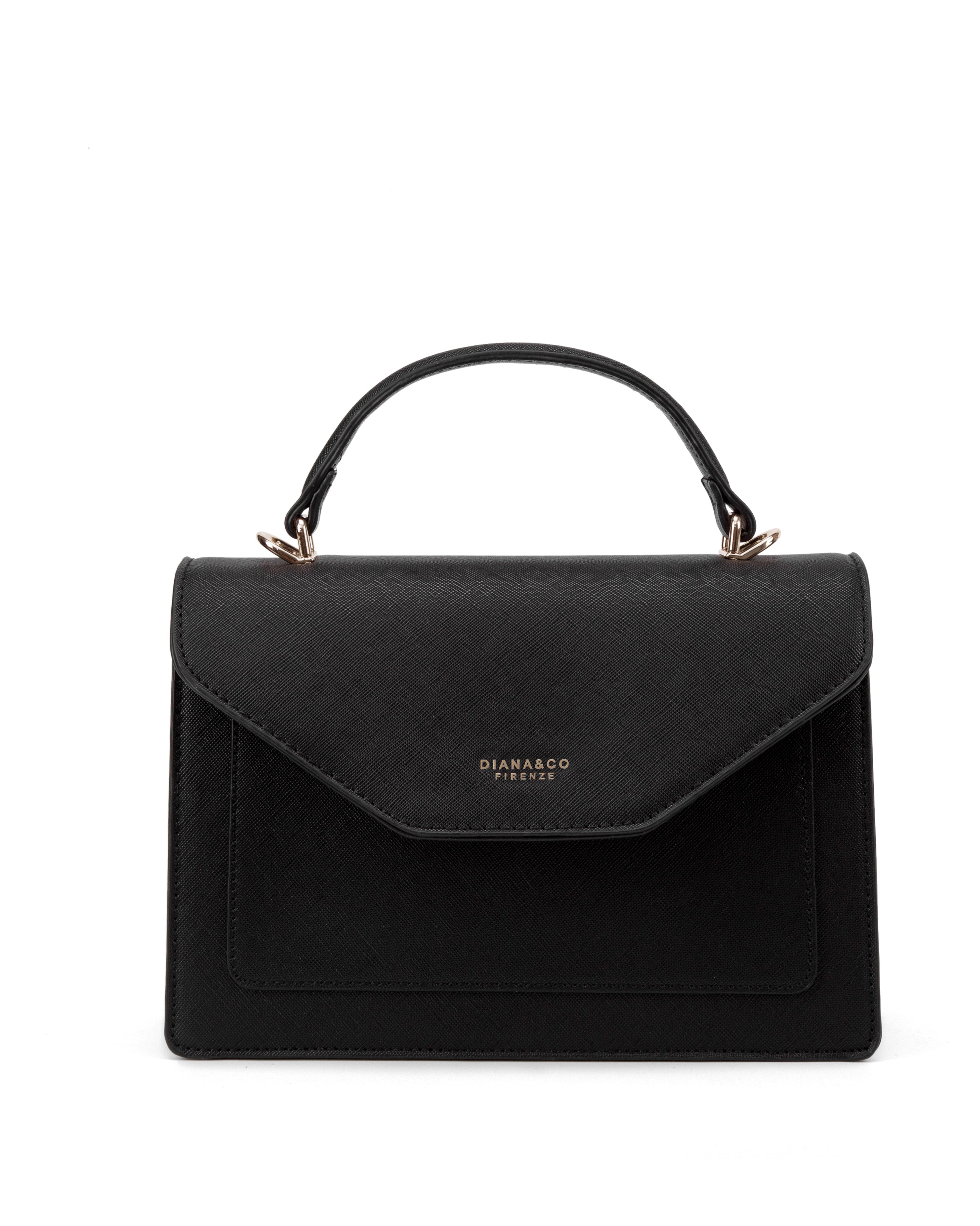 Borsa a mano da donna 100% pelle vegana PU 700-2PT-BLACK Diana&co