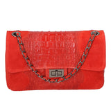 Edvige Borsa a spalla da donna Pelle Croco Stampata 80045-ROSSO RED Gave Lux