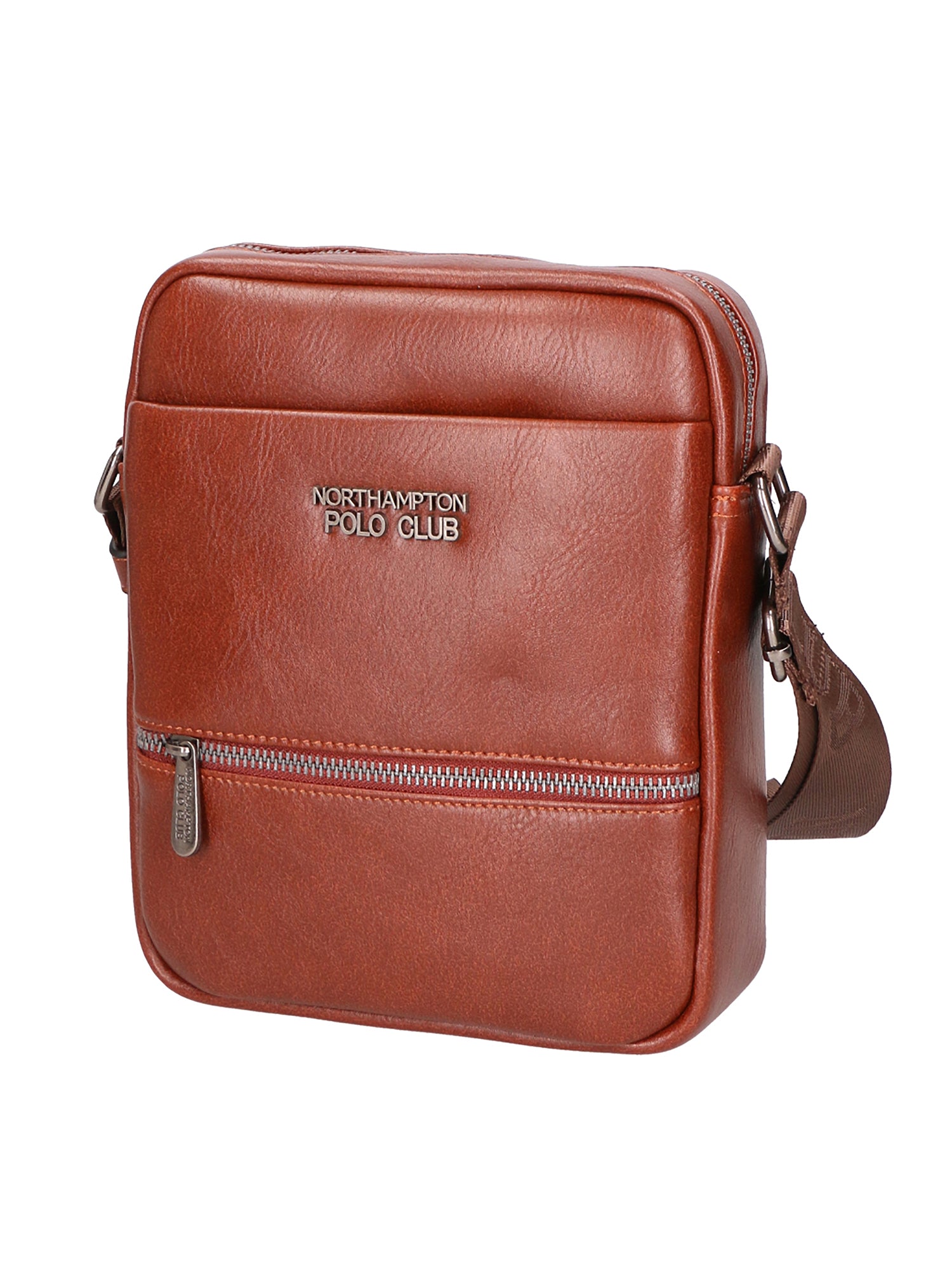 Borsa a tracolla uomo 100% pelle PU PCL3084-BROWN Northampton Polo Club