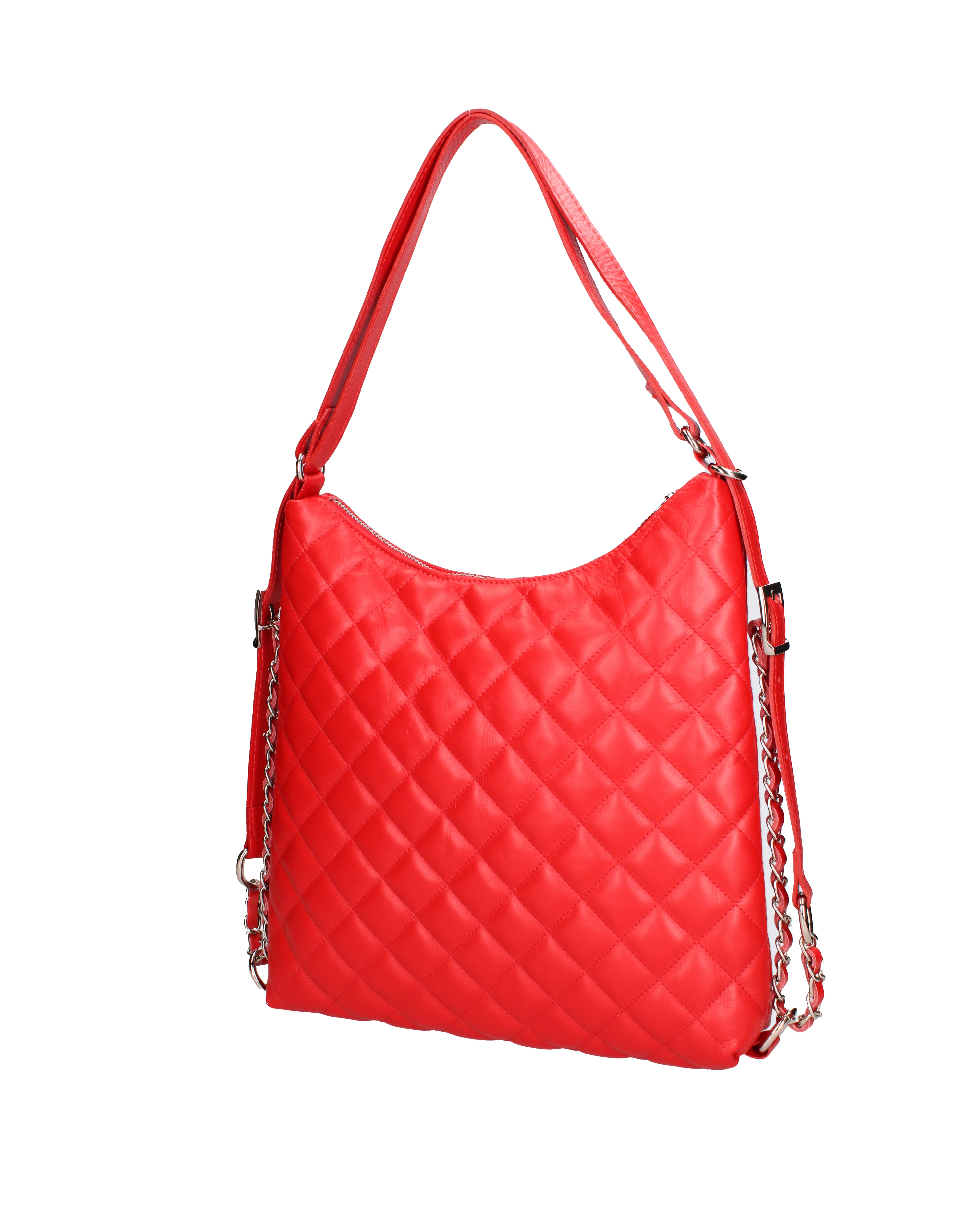 Borsa a spalla convertibile in zaino Vera pelle 07144-S58 ROSSO FUOCO Roberta Rossi