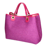 Amanda Borsa a mano da donna Vera pelle e paglia 05168-436 D02 FUXIA Gave Lux