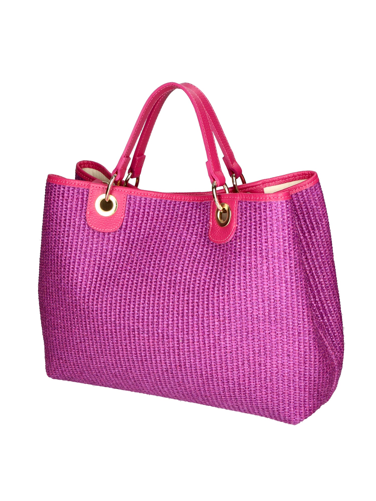 Amanda Borsa a mano da donna Vera pelle e paglia 05168-436 D02 FUXIA Gave Lux
