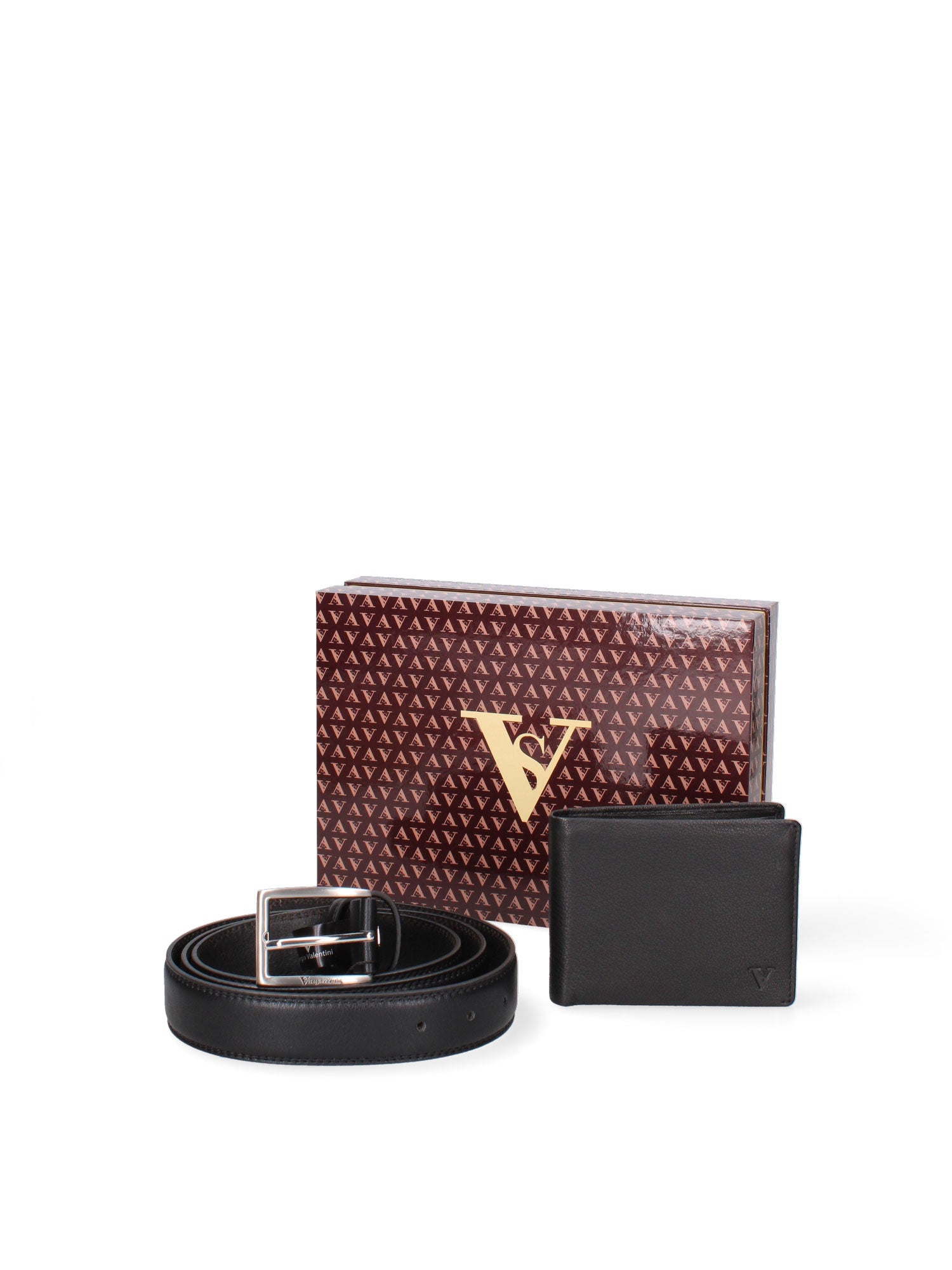 Casual VS-1017-Black Set Portafoglio e Cintura Uomo Vera Pelle Sergio Valentini