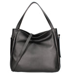 Borsa a spalla da donna Misto pelle e tessuto 07155-D28 NERO Roberta Rossi