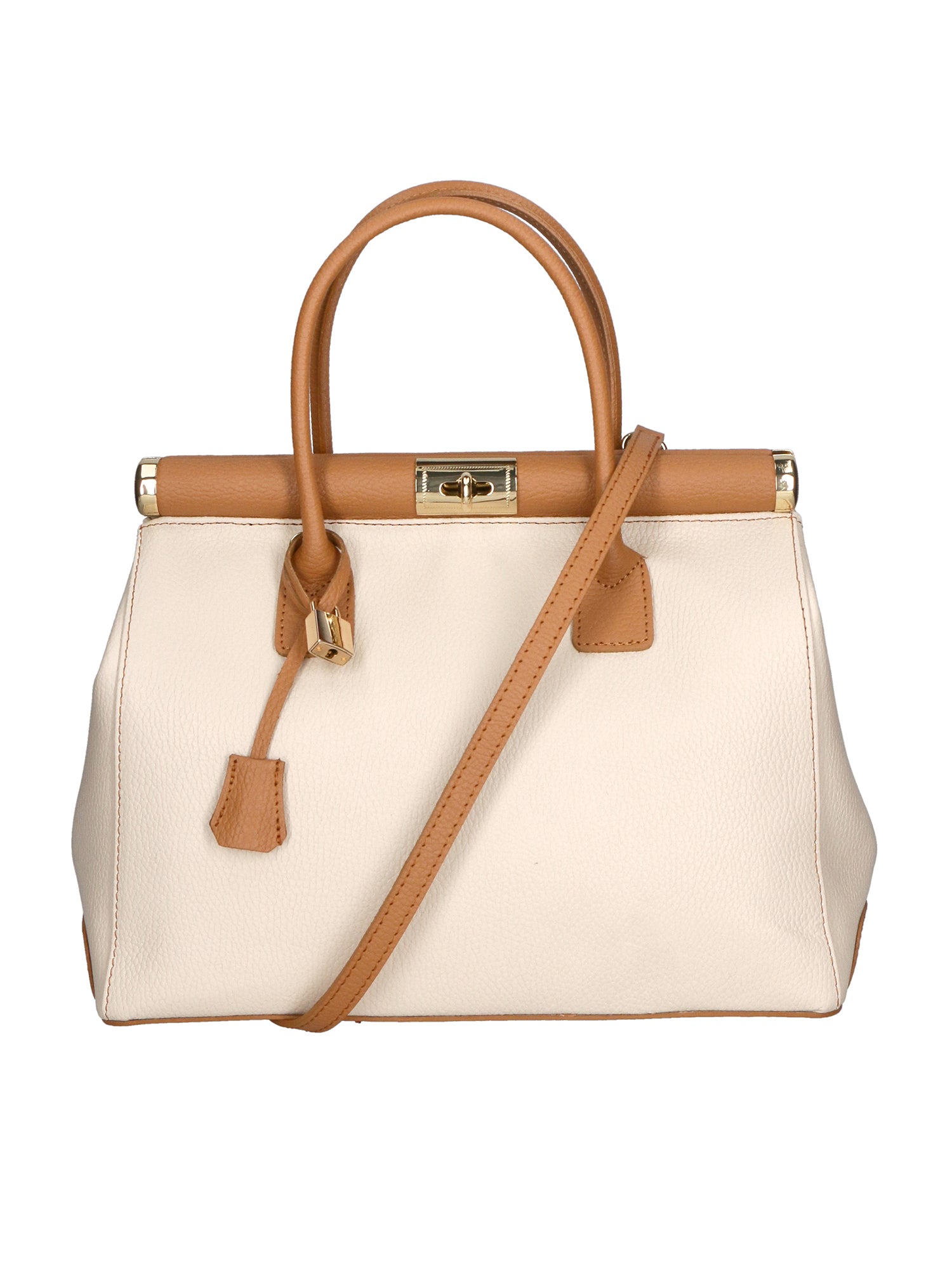 Aleria Borsa a mano da donna Vera pelle 8005-D37 LATTE D44 CUOIO Gave Lux