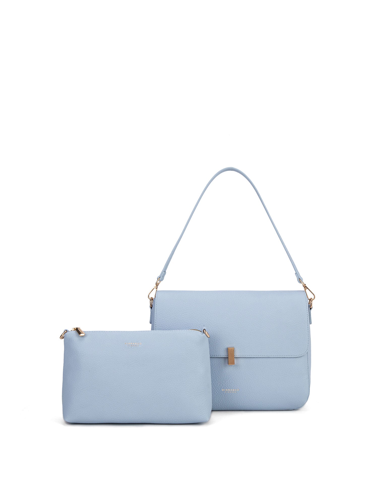 Borsa a spalla da donna 100% pelle vegana PU 740-1PT-SKY BLUE Diana&co