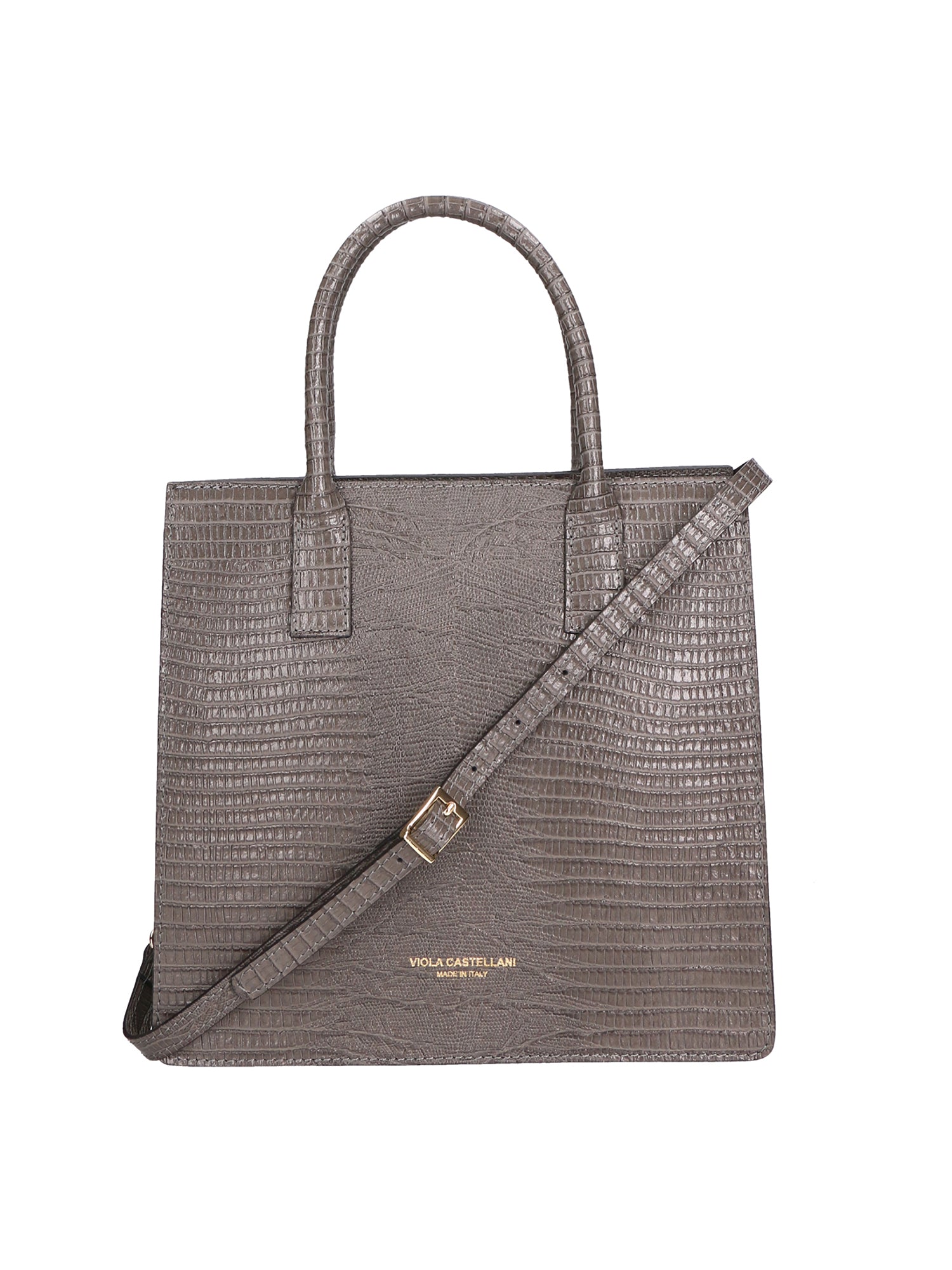 Giulia Borsa a mano da donna Vera pelle effetto cocco 468W-LU27 GRIGIO Viola Castellani