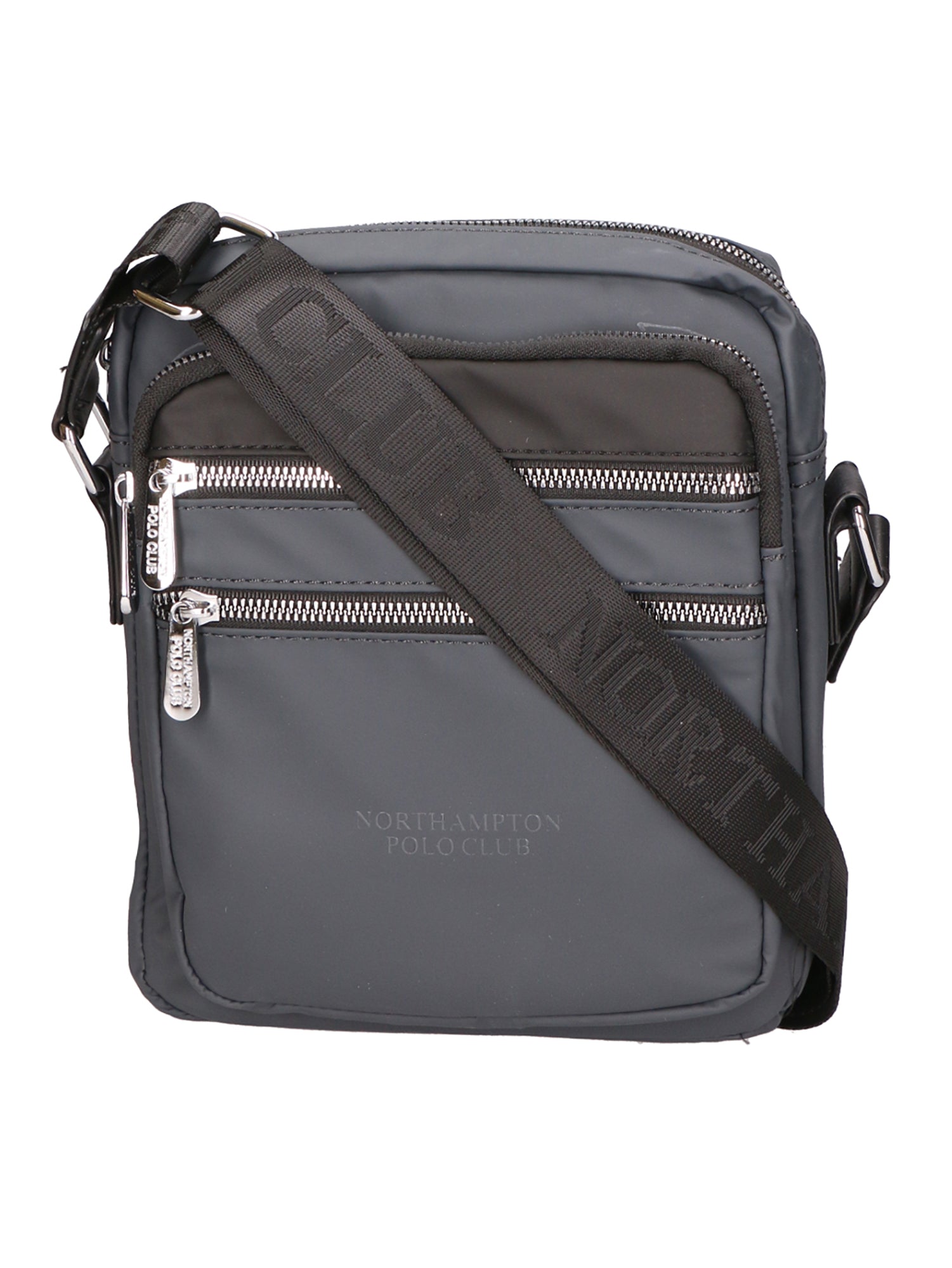 Borsa a tracolla uomo 100% pelle PU PCL3020-GREY+BLACK Northampton Polo Club