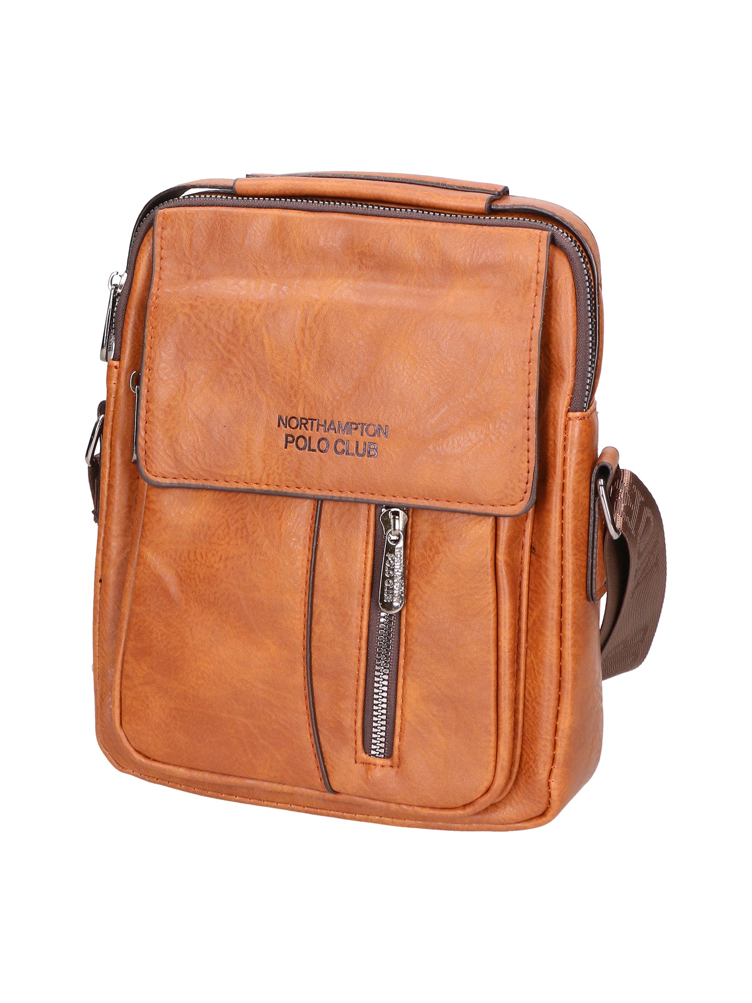 Borsa a tracolla uomo 100% pelle PU PCL3053-BROWN Northampton Polo Club