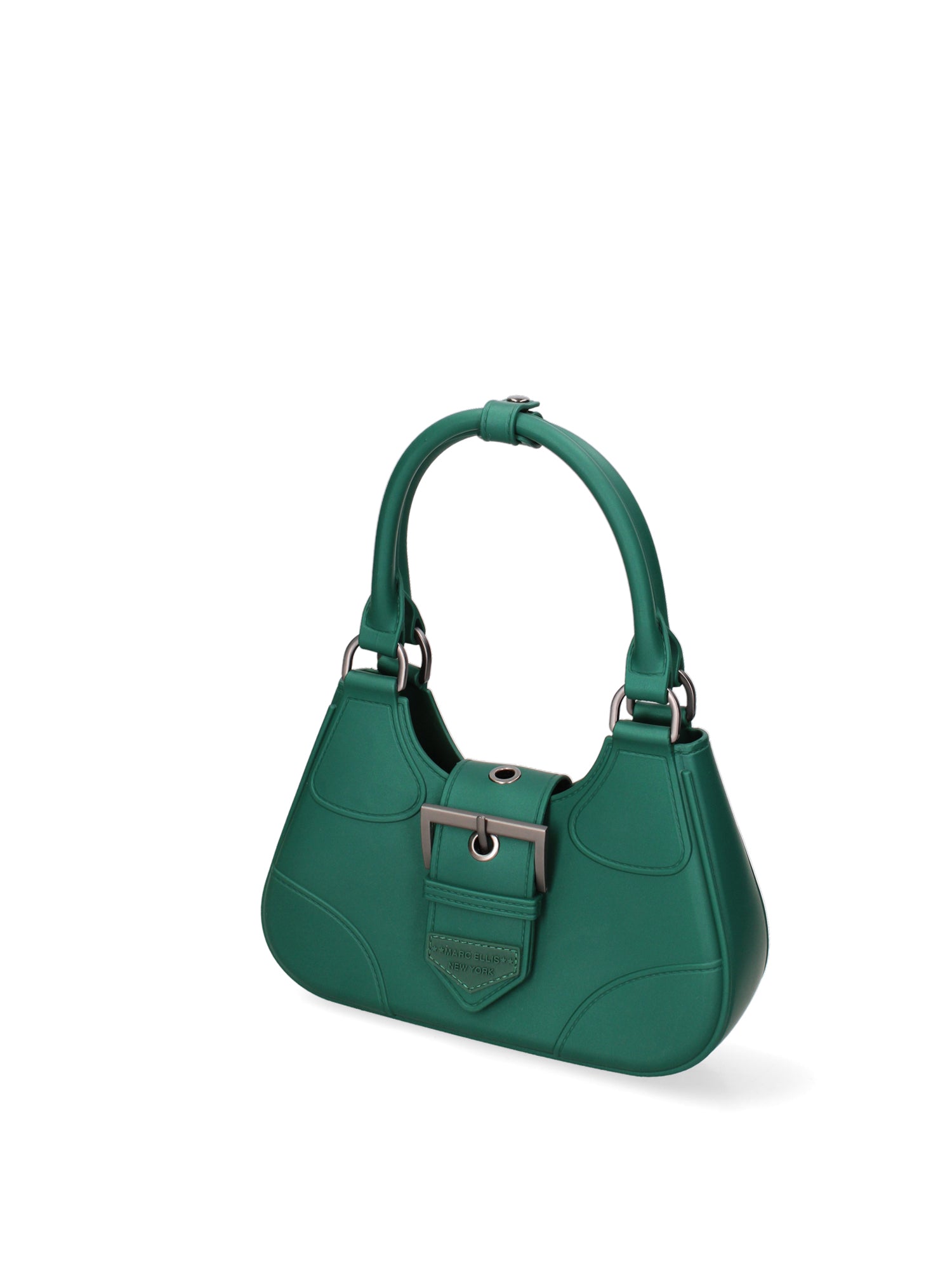Borsa a mano da donna 100% PVC FLAT-CIRCLE-FOREST GREEN - SATIN CDF Marc Ellis