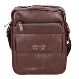 Borsa a tracolla uomo in pelle PU Casual PCL3082-BROWN Northampton Polo Club