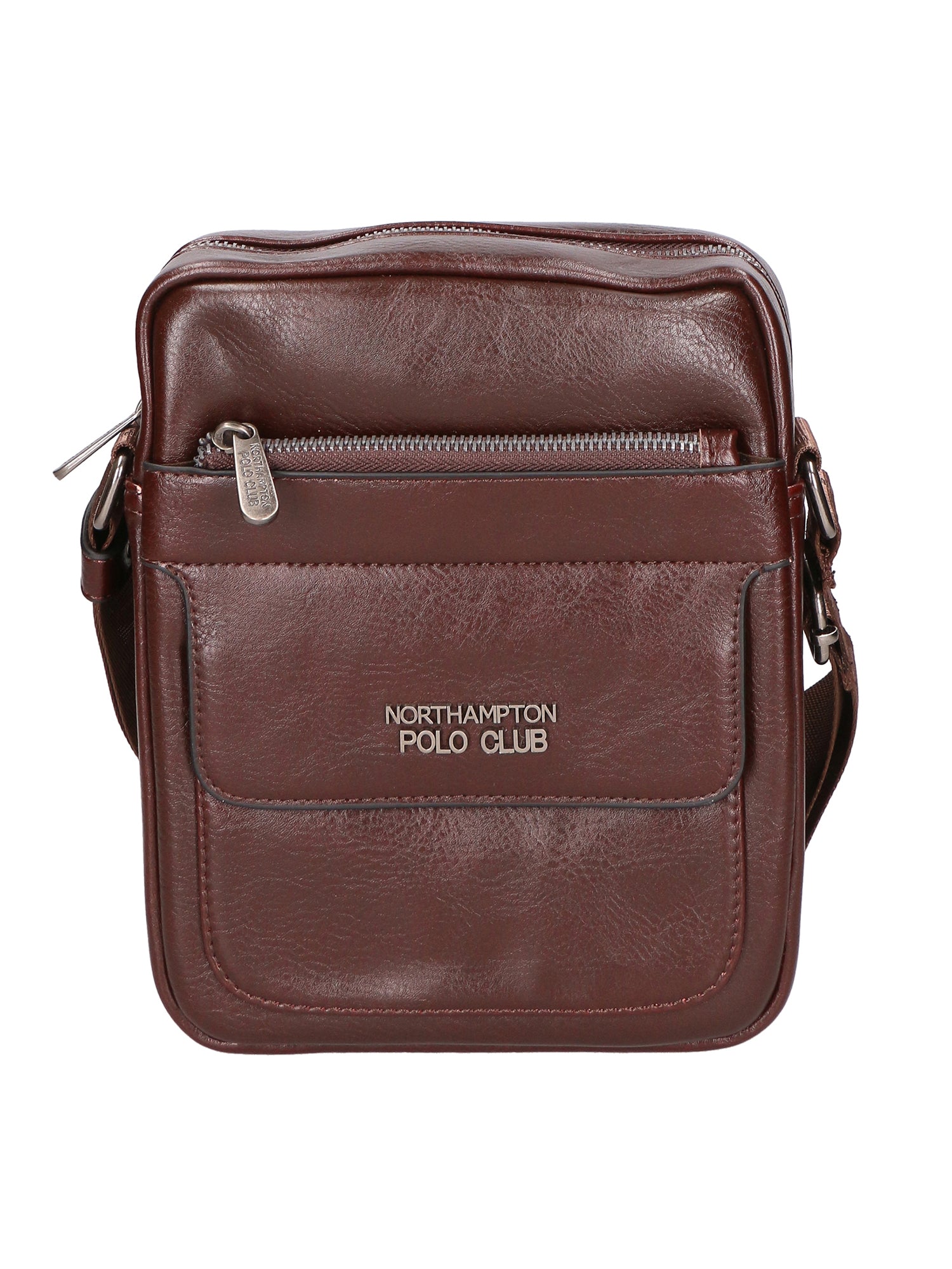 Borsa a tracolla uomo in pelle PU Casual PCL3082-BROWN Northampton Polo Club
