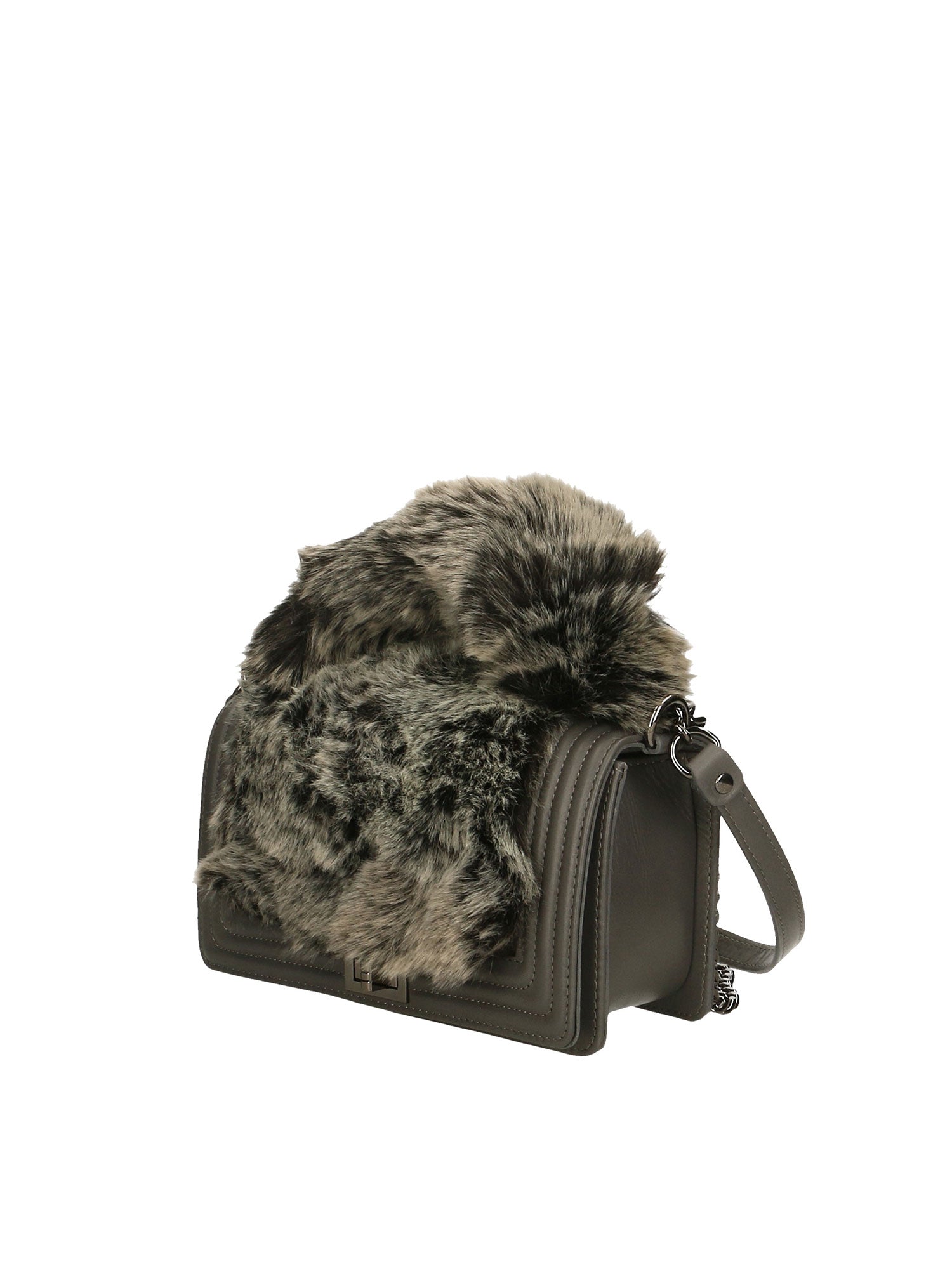 Silvana Pro Borsa a tracolla donna Vera pelle + Calfhair 6599-GRIGIO Gave Lux
