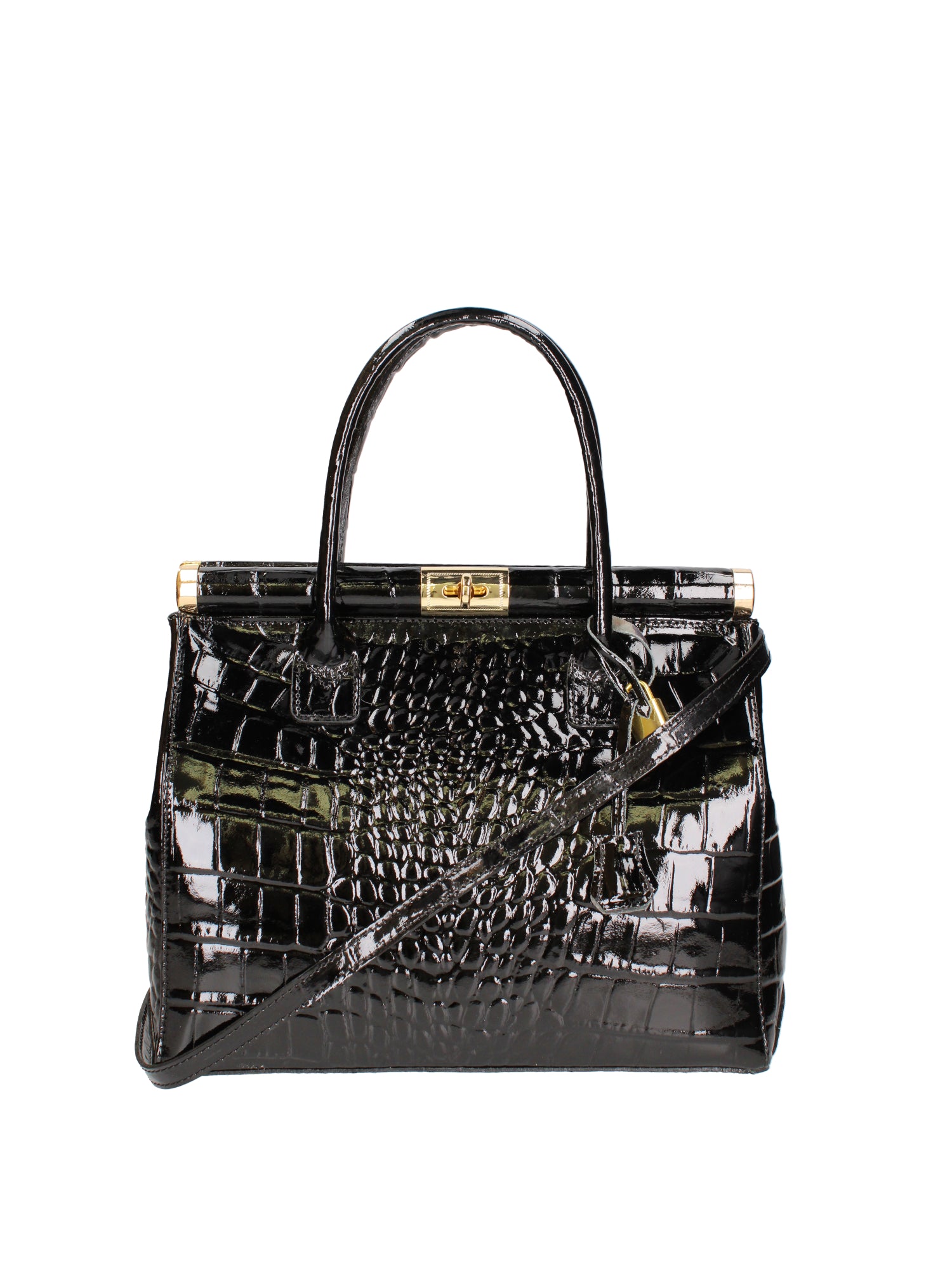 Delfina Borsa a mano da donna Vera pelle 7742-C28 NERO Gave Lux