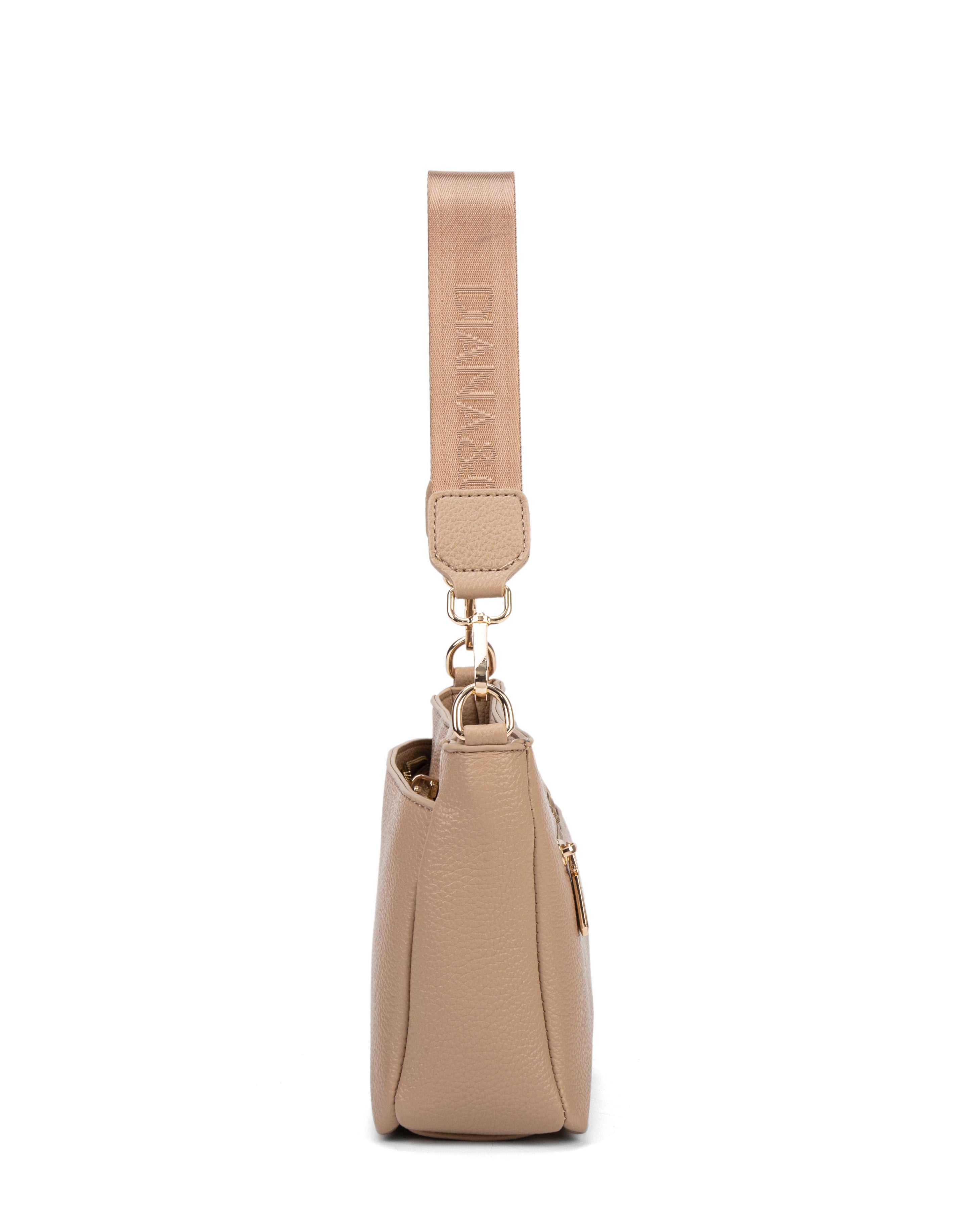 Borsa a spalla da donna 100% pelle vegana PU 703-1PT-CAFFELATTE Diana&co