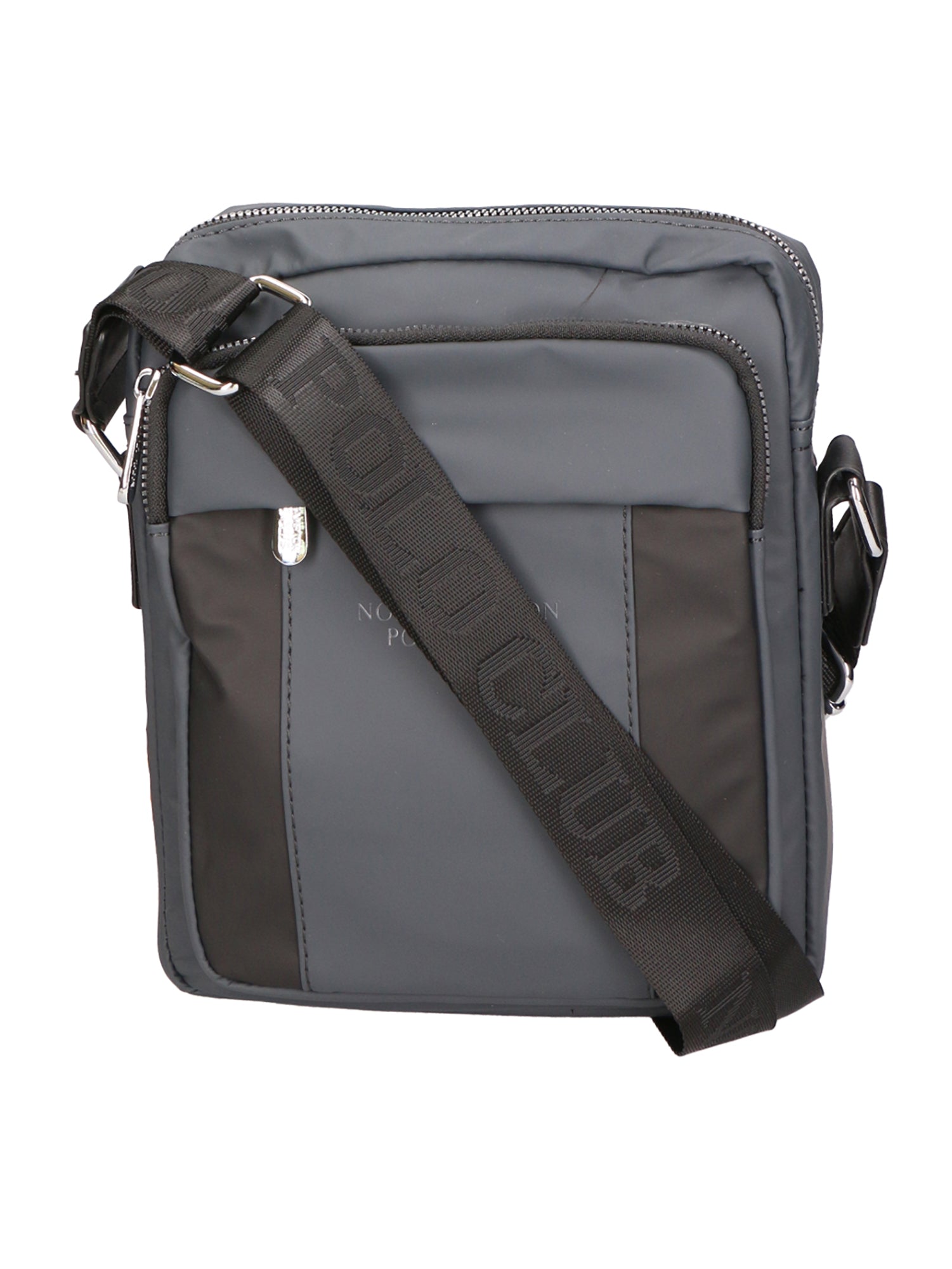 Borsa a tracolla uomo 100% pelle PU PCL3016-GREY+BLACK Northampton Polo Club