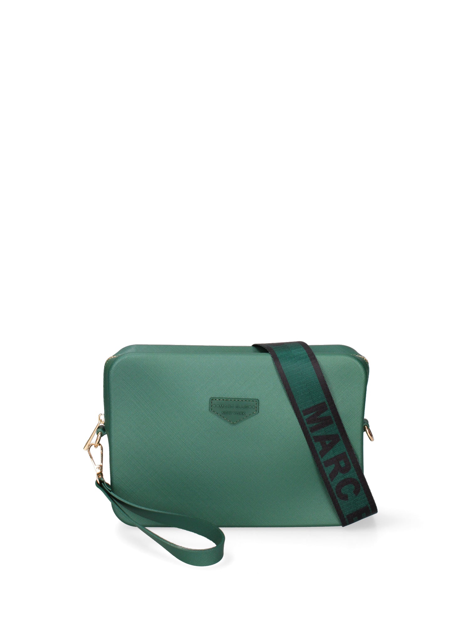 Borsa a tracolla da donna 100% Pvc FLAT-FLOWE-FOREST GREEN - LIGHT GOLD Marc Ellis
