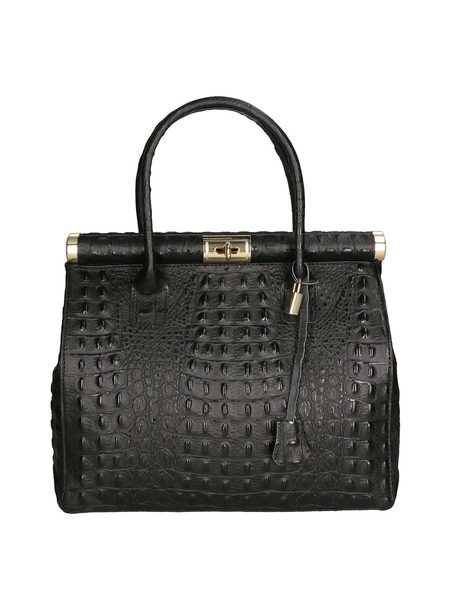 Deborah Borsa a mano da donna Pelle Croco Stampata 7727-C28 NERO Gave Lux