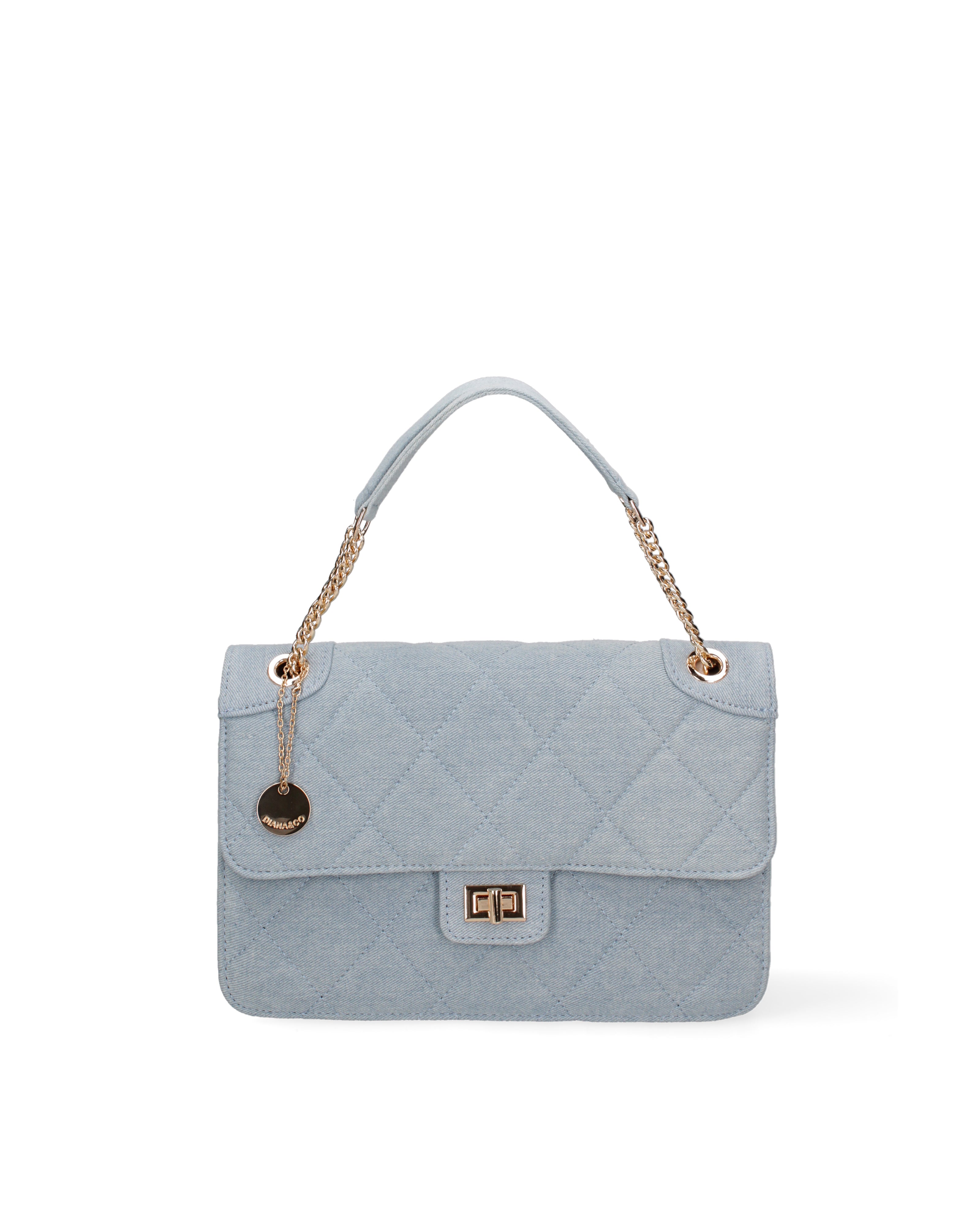 Borsa a spalla da donna Nylon & Ecopelle DC3533-2-LIGHTBLUE Diana&co