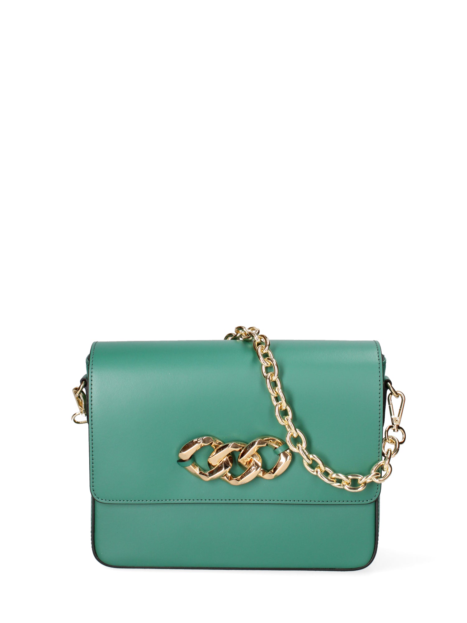 Borsa a tracolla da donna Vera pelle JR-W-1053-BOTTLE GREEN-GOLD John Richmond