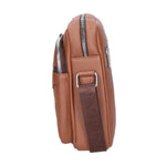 Borsa a tracolla uomo 100% pelle PU PCL3022-LIGHT BROWN Northampton Polo Club