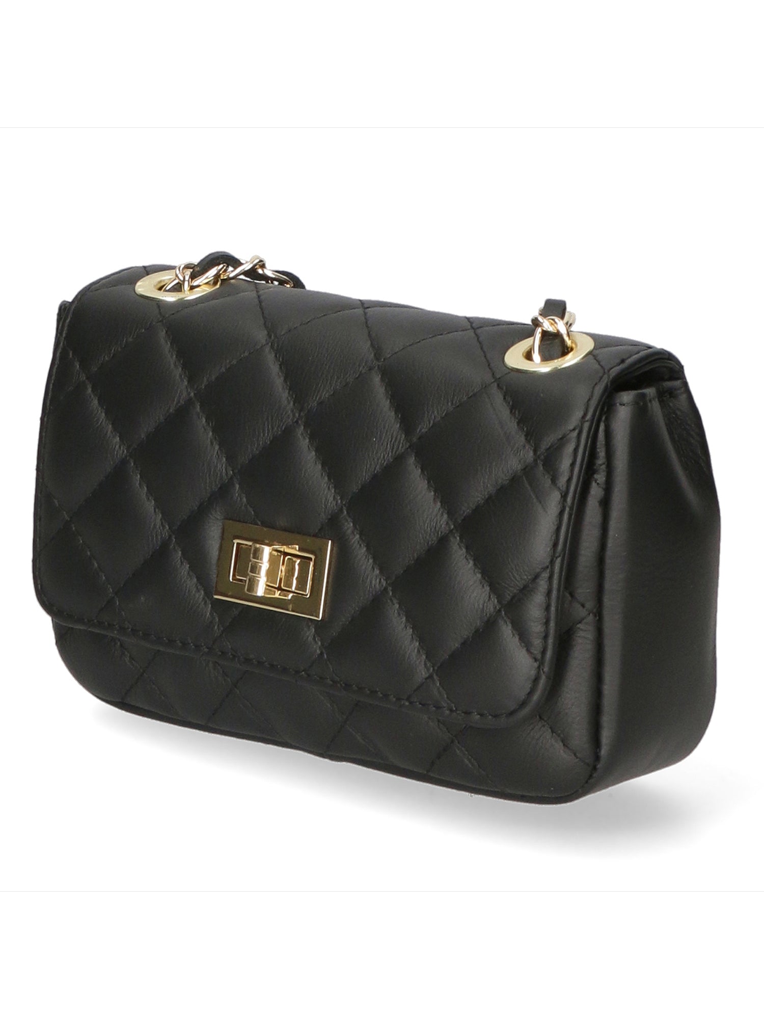 Carolina Borsa a spalla da donna Vera pelle 1073-NERO BLACK Gave Lux