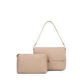 Borsa a spalla da donna 100% pelle vegana PU 740-1PT-LIGHT CREAM Diana&co