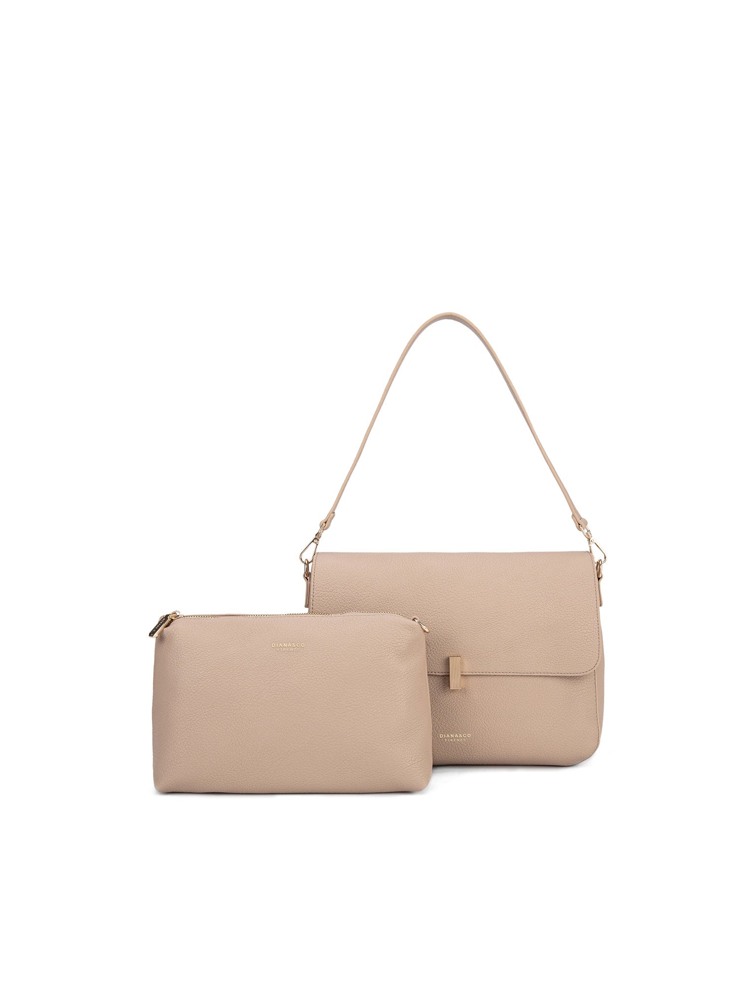 Borsa a spalla da donna 100% pelle vegana PU 740-1PT-LIGHT CREAM Diana&co