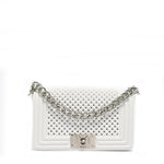 Borsa a mano da donna 100% Pvc FLAT S BALL-OFF BLANC + BRUSH SILVER Marc Ellis